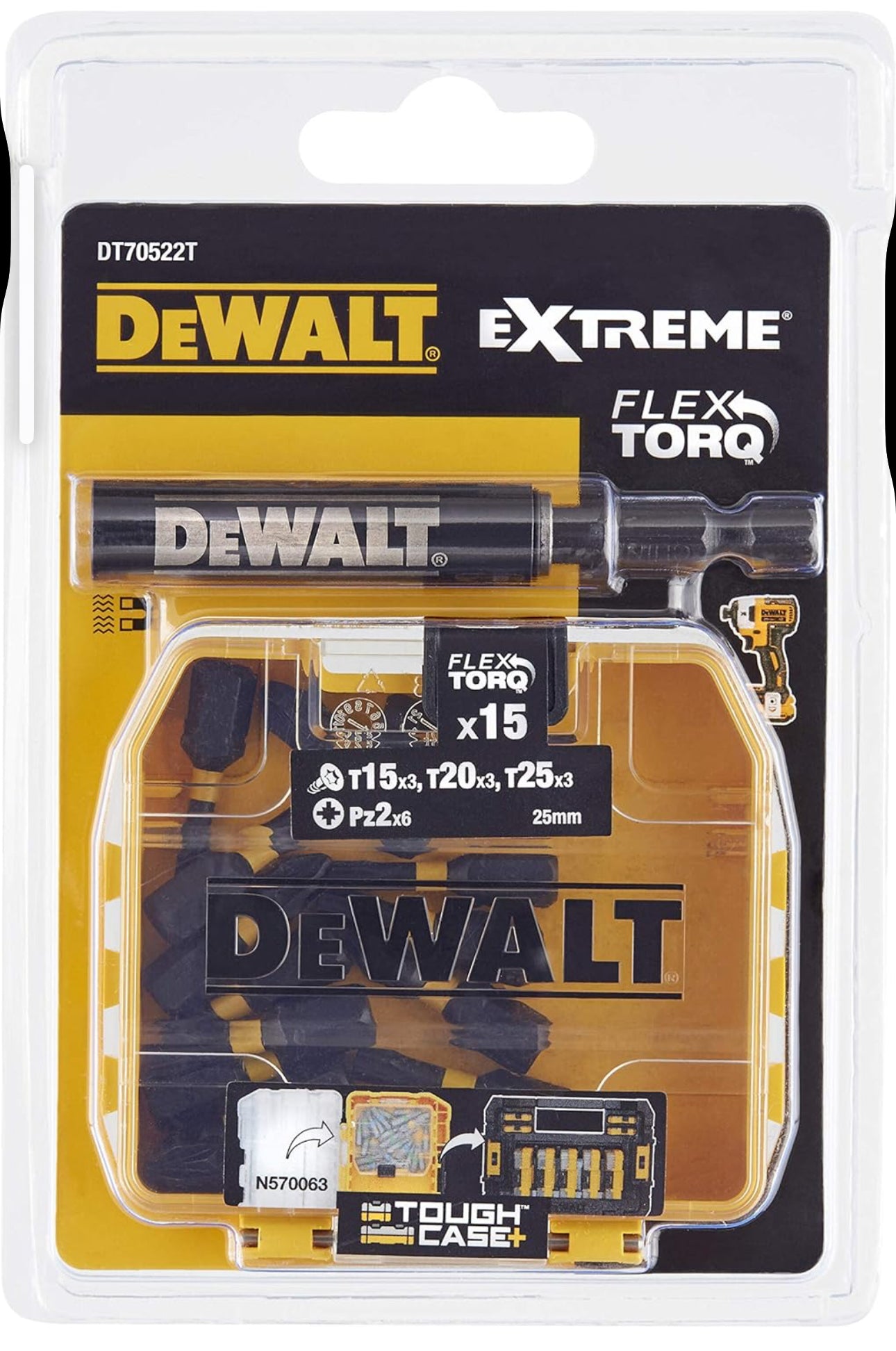 DEWALT DT70522T-QZ Petite Boîte d'embouts Impact Torsion - PZ2 x6, T15 x3, T20 x3, T25 x3 - Pour Perceuse-Visseuse