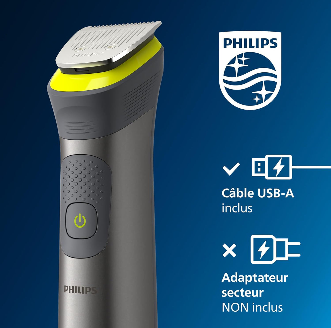 Philips Multigroom Series 7000 - Tondeuse tout-en-un équipée de 14 sabots pour le visage, la tête et le corps, et 21 hauteurs de coupe (de 0,5 à 16 mm) pour une précision ultime (modèle MG7930/15)