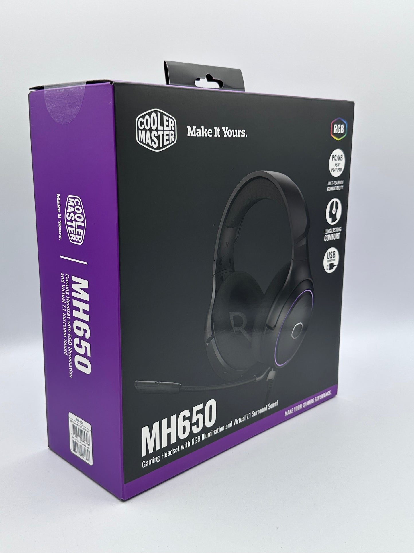 Casque de jeu Cooler Master RGB avec son surround virtuel 7.1 - Multiplateforme compatible avec les haut-parleurs audio en néodyme de 50 mm, un micro à flèche ultra-transparent et un cadre portable - USB de type A, noir