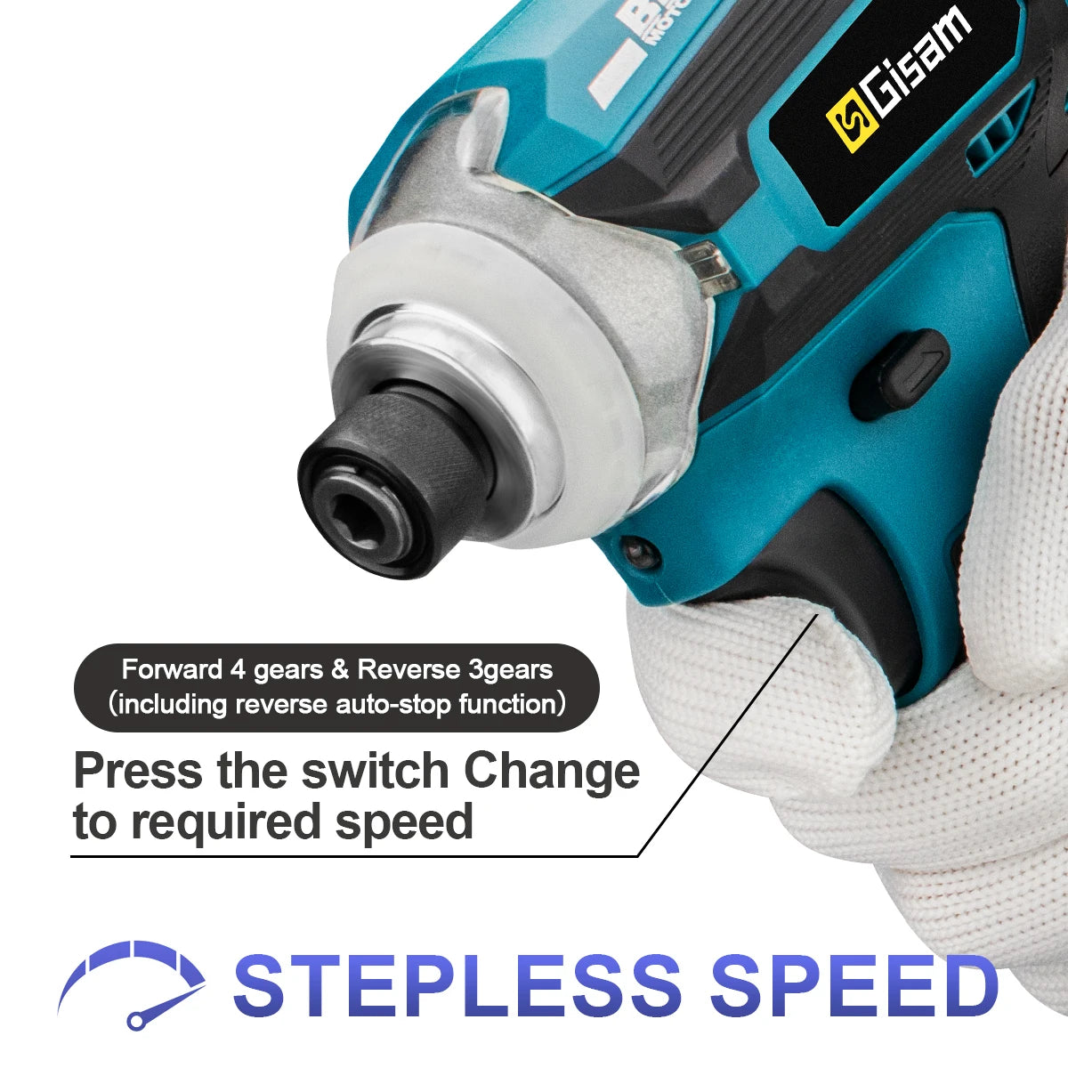 Visseuse à choc électrique à impact sans balais (brushless) 588NM sans fil à 4 vitesses 1/4 Entraînement carré Outil électrique DIY pour batterie Makita 18V