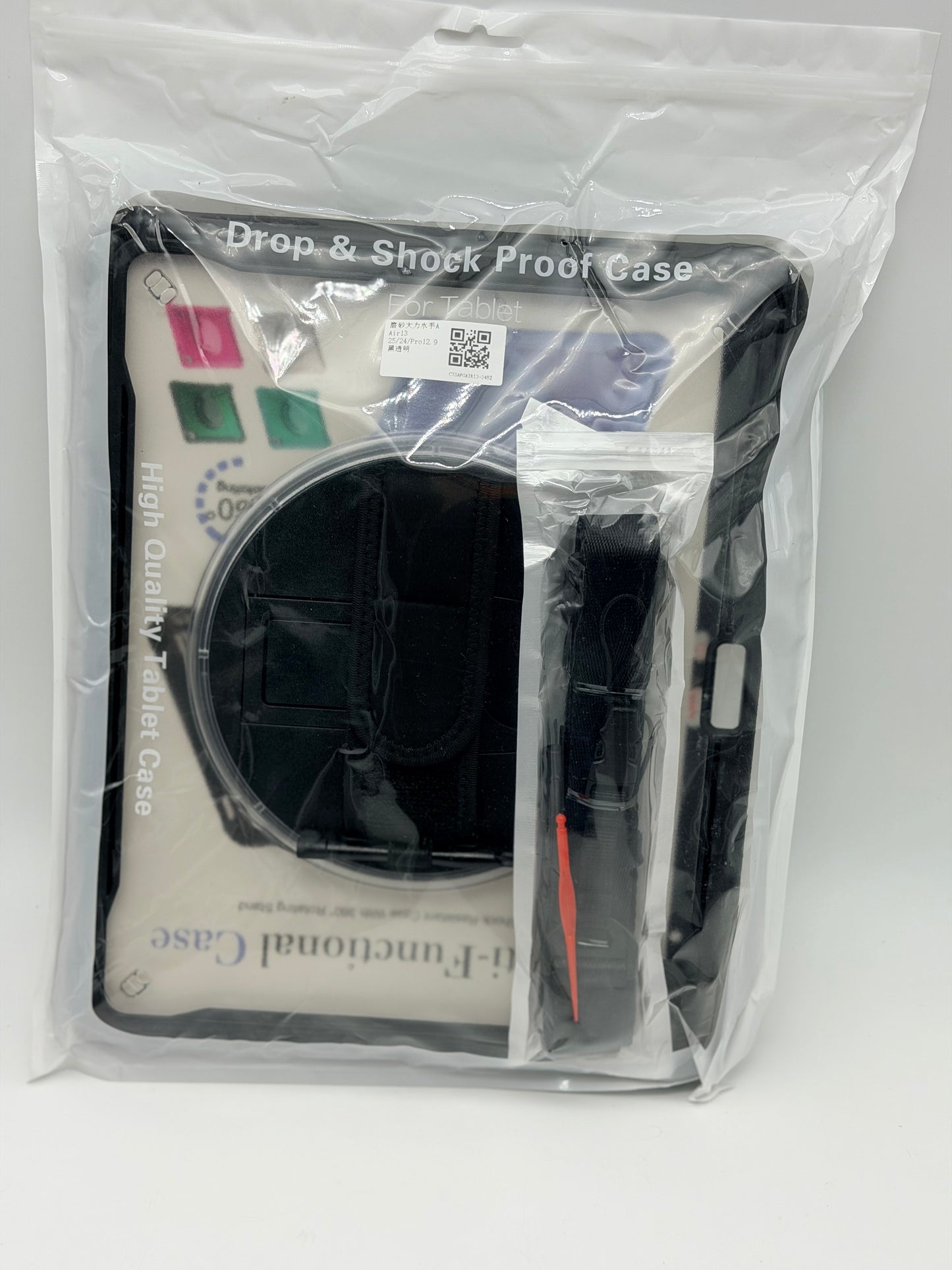 Étui pour tablette, housse de tablette anti-collision, housse de tablette anti-collision, empêche les chutes avec bandoulière pour iPad Pro12 pouces (noir)