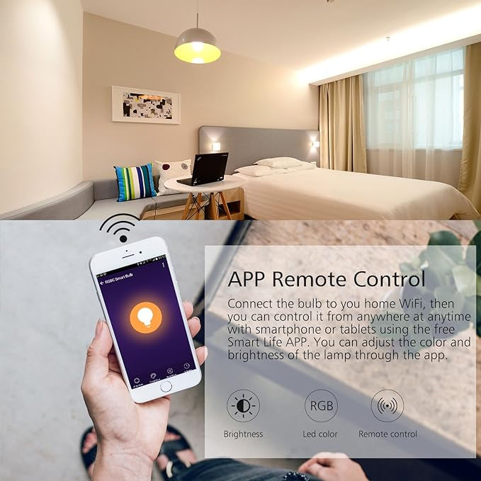 Ampoule Connectée, LED E27 6000k+600LM 7W RGB Compatible avec Alexa Google Home neuve
