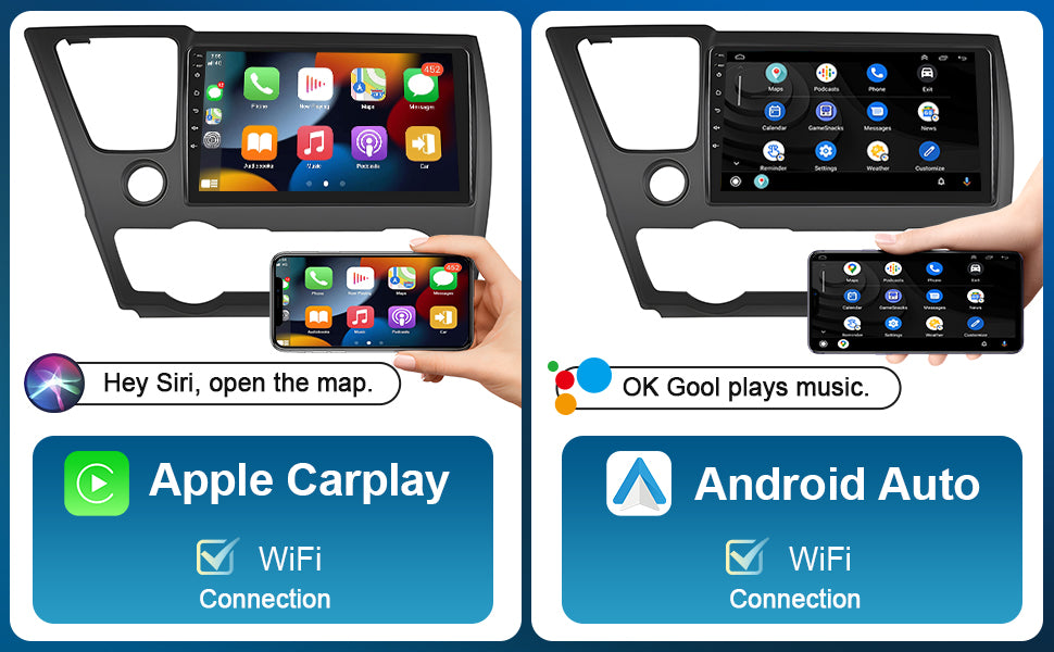 2+32G Podofo Android 13.0 Autoradio pour Honda Civic 2013 2014 2015 2016 2017 mit Kabelloses A-pple Carplay/Android Auto Bluetooth Bildschirm Touchscreen Lenkradkontrolle/GPS/WiFi/RDS/FM