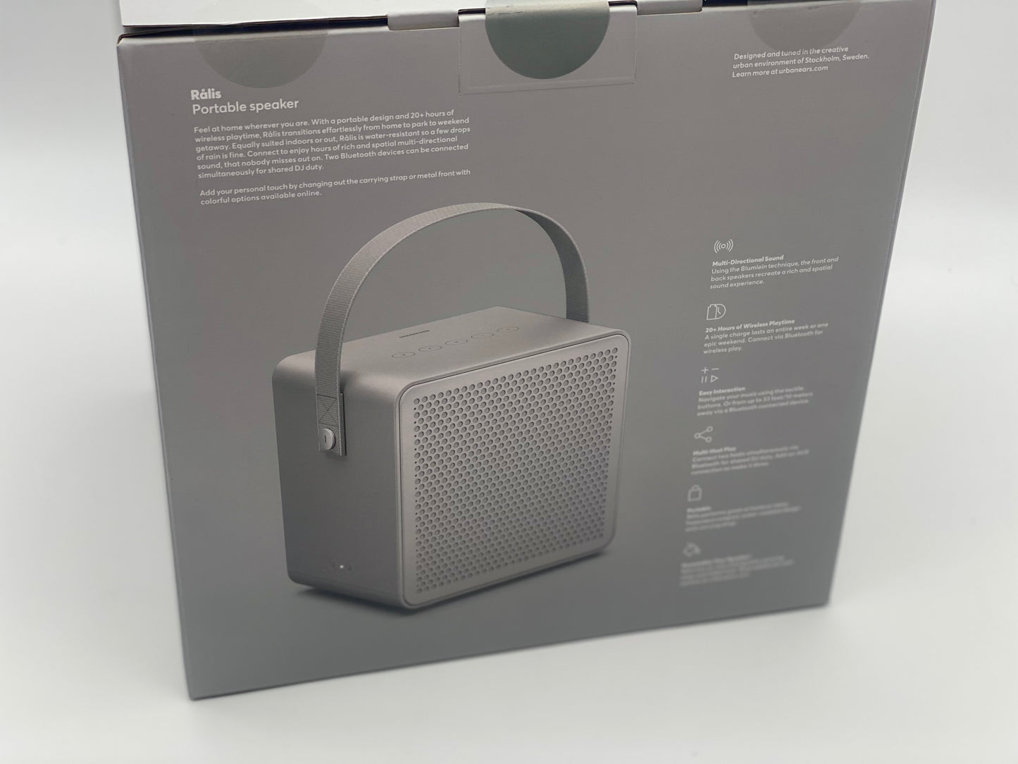 Urbanears Ralis Enceinte Portable Bluetooth Étanche IPX2 - Gris le top du son produit neuf