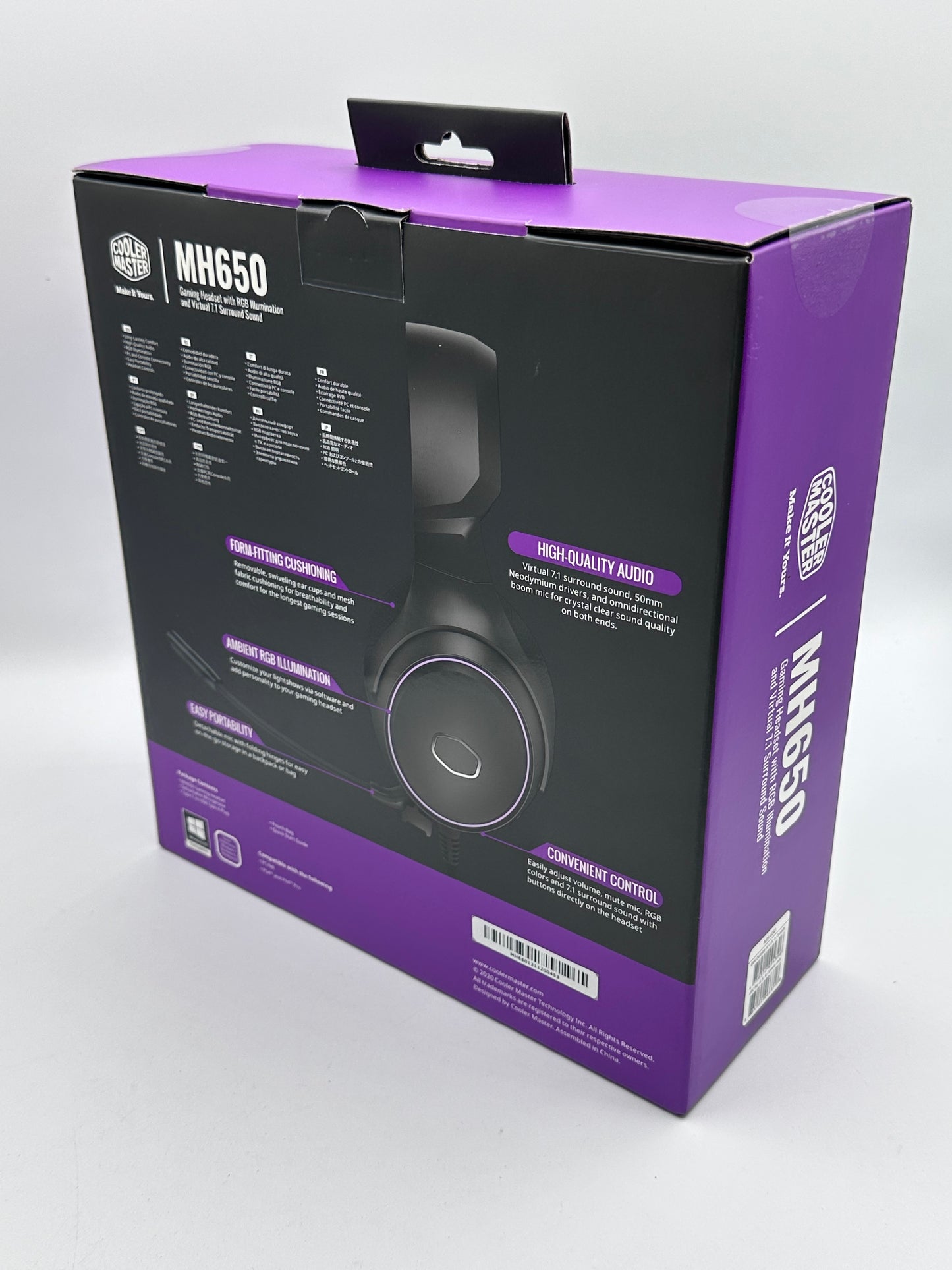 Casque de jeu Cooler Master RGB avec son surround virtuel 7.1 - Multiplateforme compatible avec les haut-parleurs audio en néodyme de 50 mm, un micro à flèche ultra-transparent et un cadre portable - USB de type A, noir