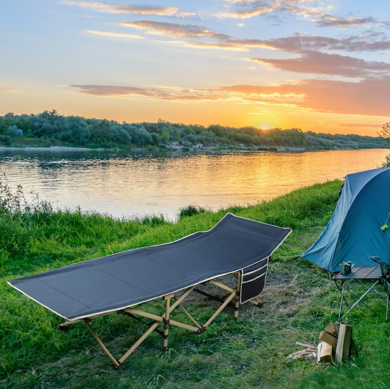 Lit De Camping Pliable, Lit D'invité, Charge Jusqu'à 300 kg, avec Sac De Transport, Poids 6 kg, neuf