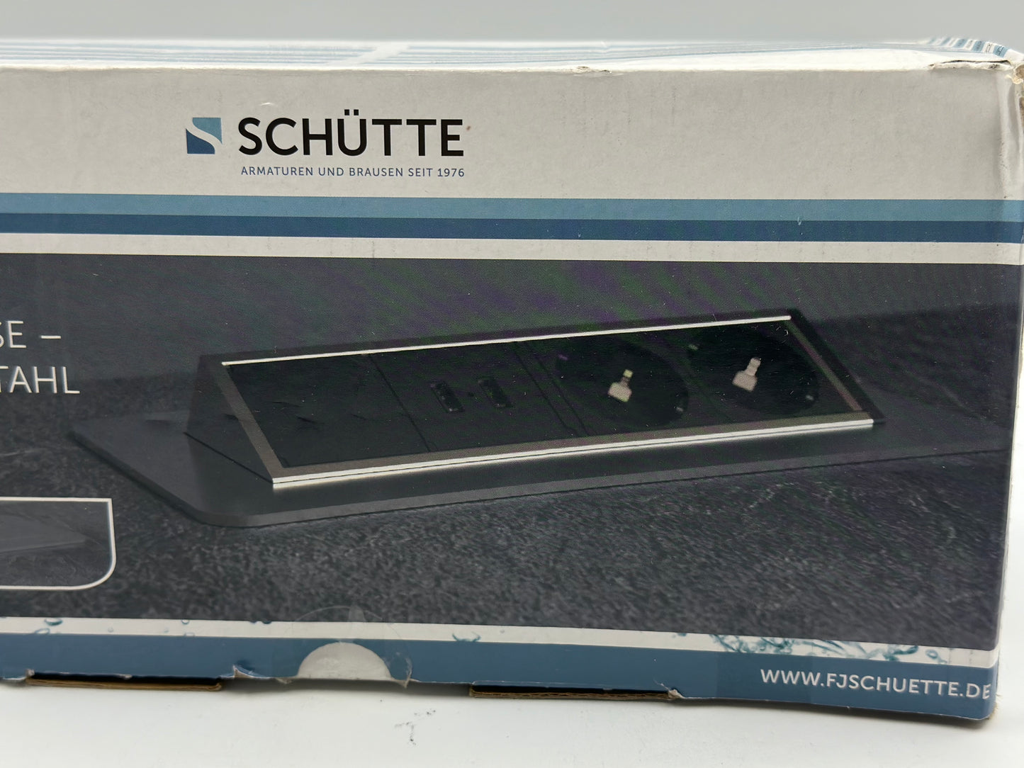 SCHÜTTE Multiprise Pliable pour Plan de Travail (2 Ports USB et 2 Prises de 230 V), Prise encastrable pour la Cuisine à équiper, Prise de Table en Acier Inoxydable