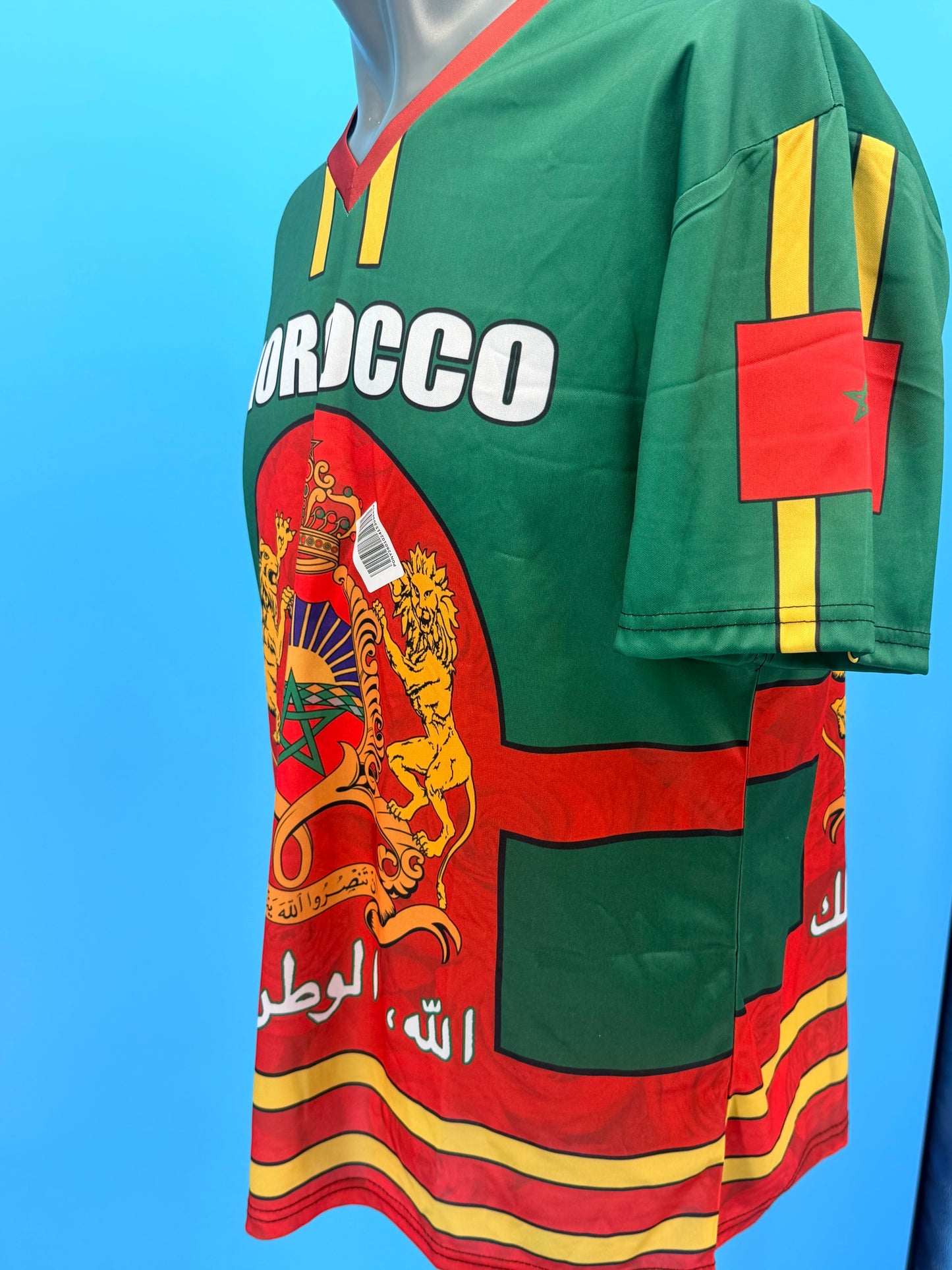 T-shirt de football marocain imprimé en 3D pour hommes, vêtements de sport marocains, t-shirt à col en V, manches courtes