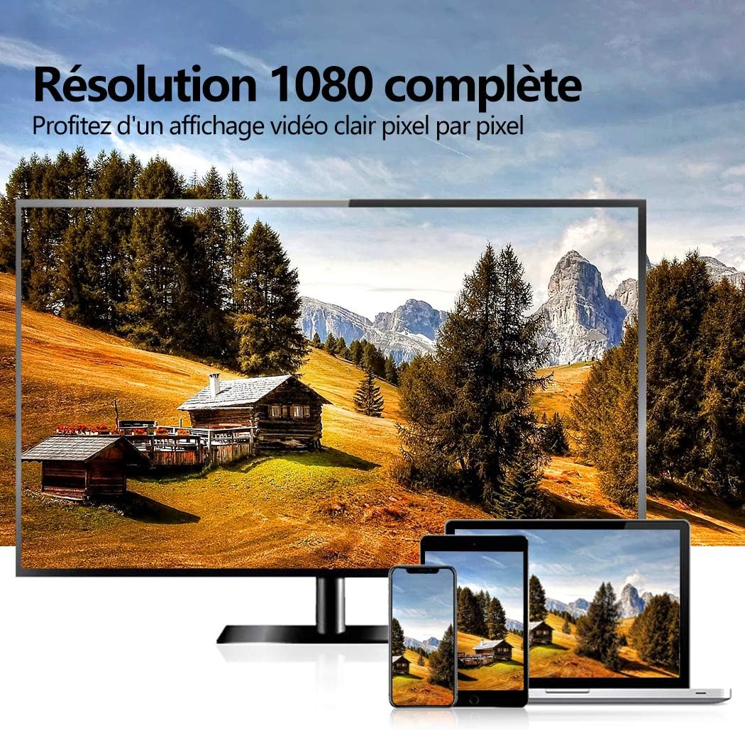 Cinati WiFi Dongle de Pantalla, Adaptateur de TV Numérique HDMI 1080P H.265 Décodage, Récepteur Wi-Fi Mini Pantalla 1080P HDMI TV Miracast DLNA Airplay pour iOS / Android / Mac, 2.4G 5G Wifi