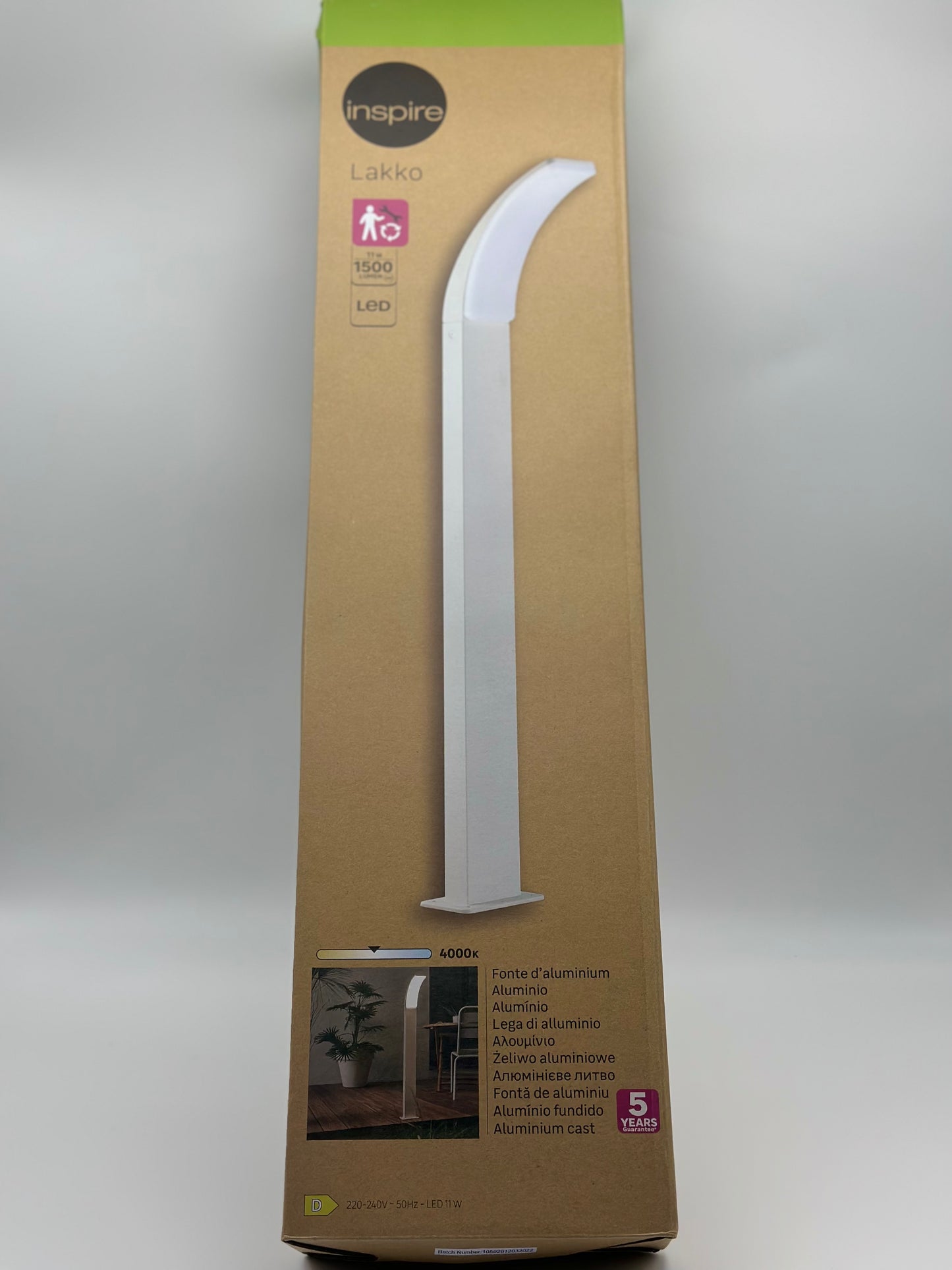 Potelet extérieur Led Lakko, 1500 lumens blanc INSPIRE