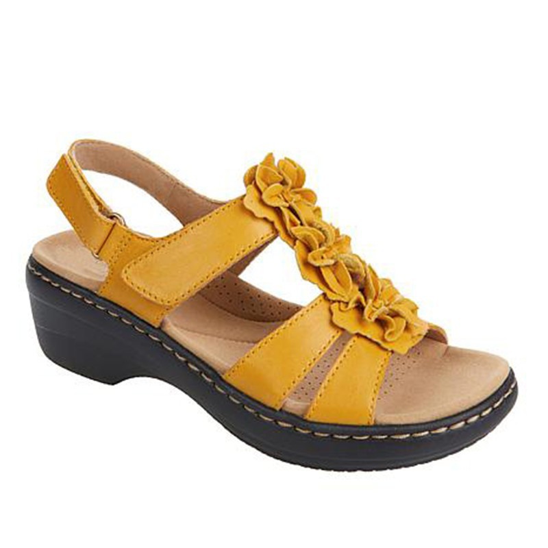 Sandales "Bloom-Wedge" – Talons Compensés, Bout Ouvert & Détails Floraux