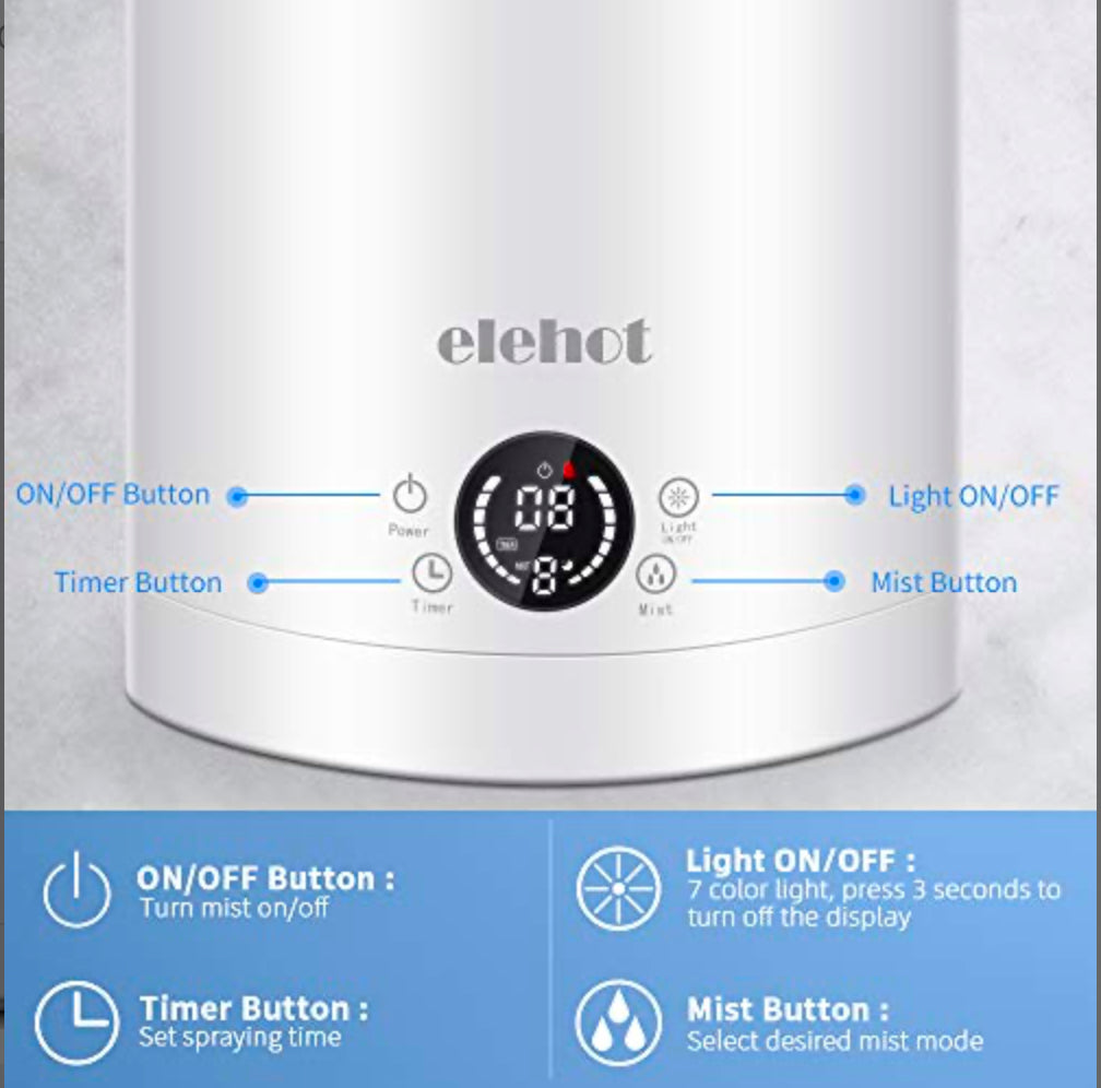 Humidificateur d’Air Bébé Maison Chambre 3L Humidificateur Ultrasonique Silencieux ELEHOT