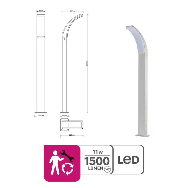 Potelet extérieur Led Lakko, 1500 lumens blanc INSPIRE