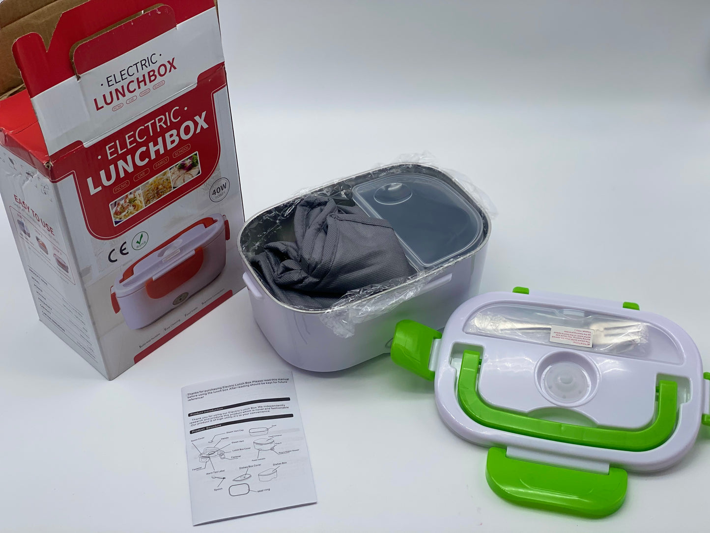 Boîte Chauffante Lunch Box 1.5L Électrique Boîte à Lunch Thermique 12V 24V 220V 40W 3 en 1 Boîte Alimentaires Boîte Repas revêtement en Isolation en Acier Inoxydable Boîtes-Repas
