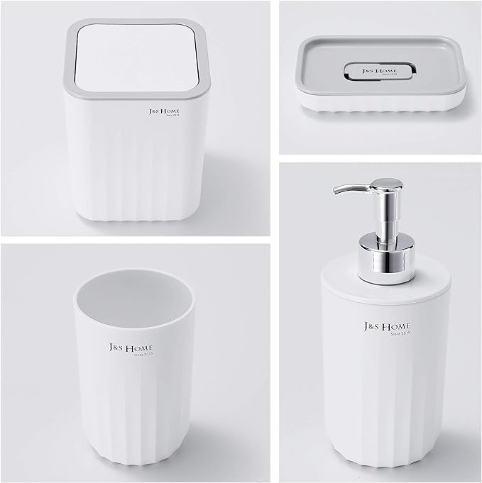 Kit Salle de Bain Moderne, Coupe de Brosse à Dents, Porte-Savon, Poubelle, Distributeur de savon