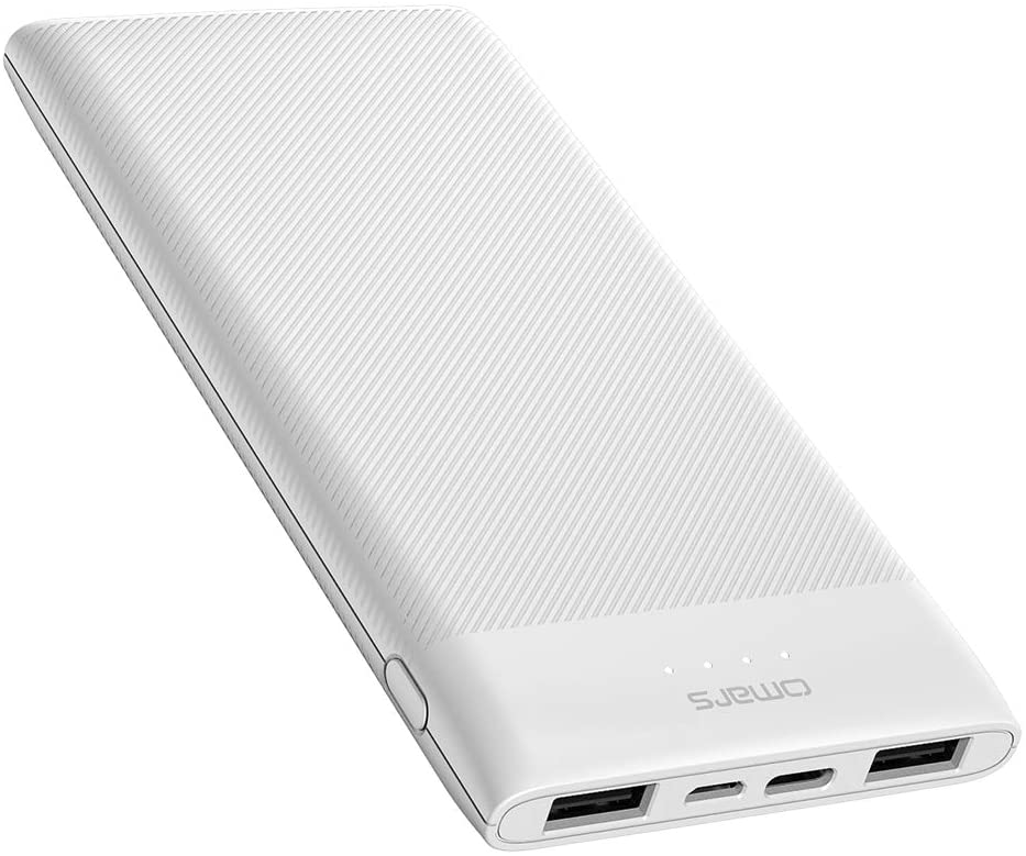 Omars Batterie Externe 10000mAh Ultra Slim 4 Ports, USB C 5V 3A, 2 x USB A 5V 2.4A