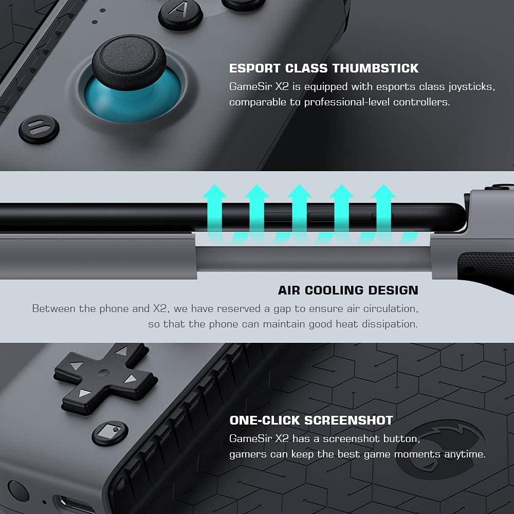 GameSir X2 Bluetooth Manette de Jeu sans Fil, Manette de Jeu Mobile pour Android 9.0 ou supérieur système, iOS 13 ou supérieur système, Xbox Cloud Gaming, GeForce Now etc.