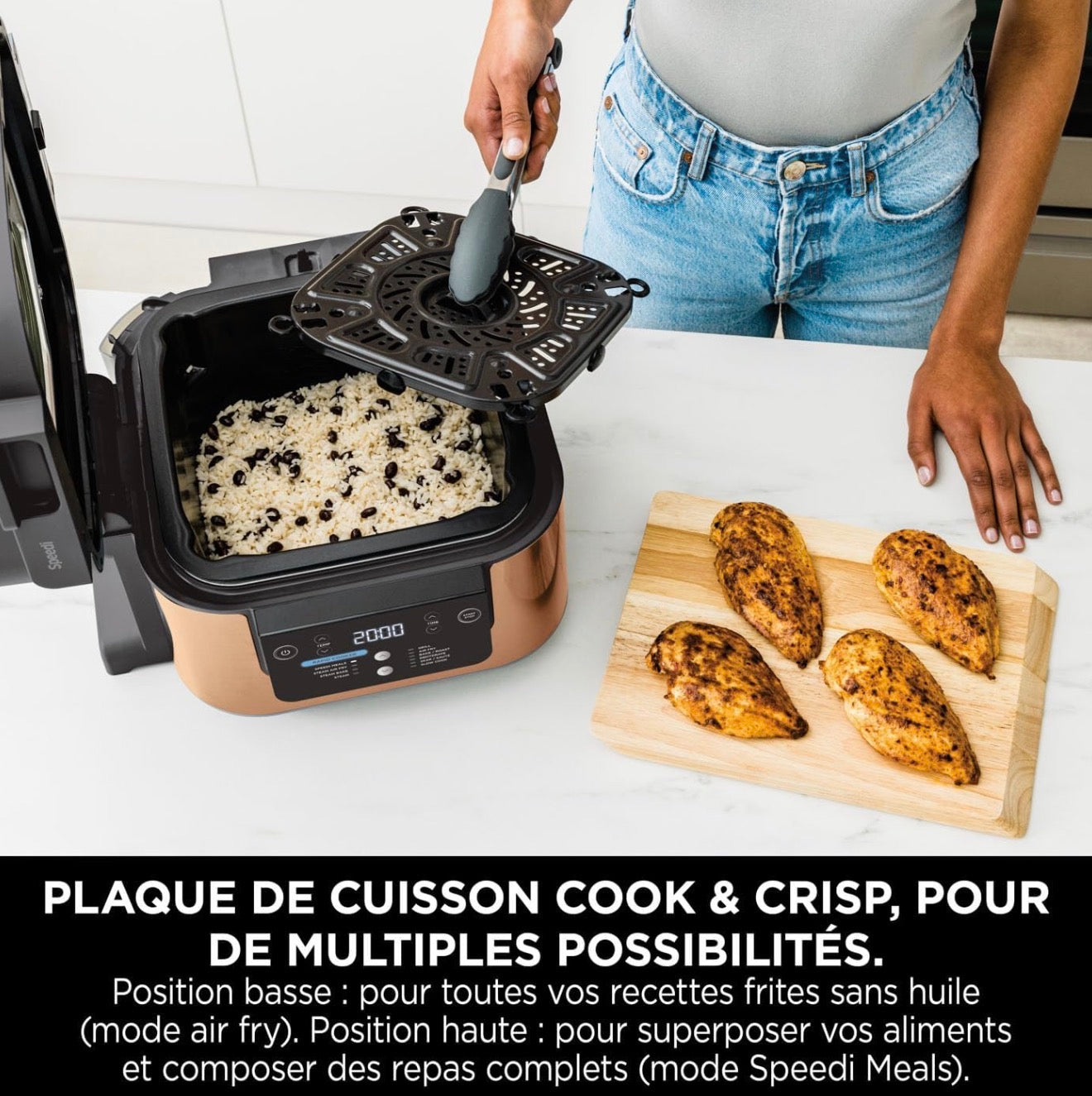 Ninja Speedi multicuiseur 10-en-1 vapeur/air,cuisson sans huile, nettoyage facile 5,7L, noir/cuivre