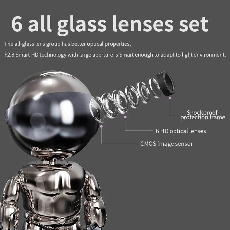Caméra 5MP Caméra IP Caméra robot de sécurité domestique sans fil Surveillance audio bidirectionnelle Lentille invisible Wifi Vision nocturne Robot pour animaux de compagnie