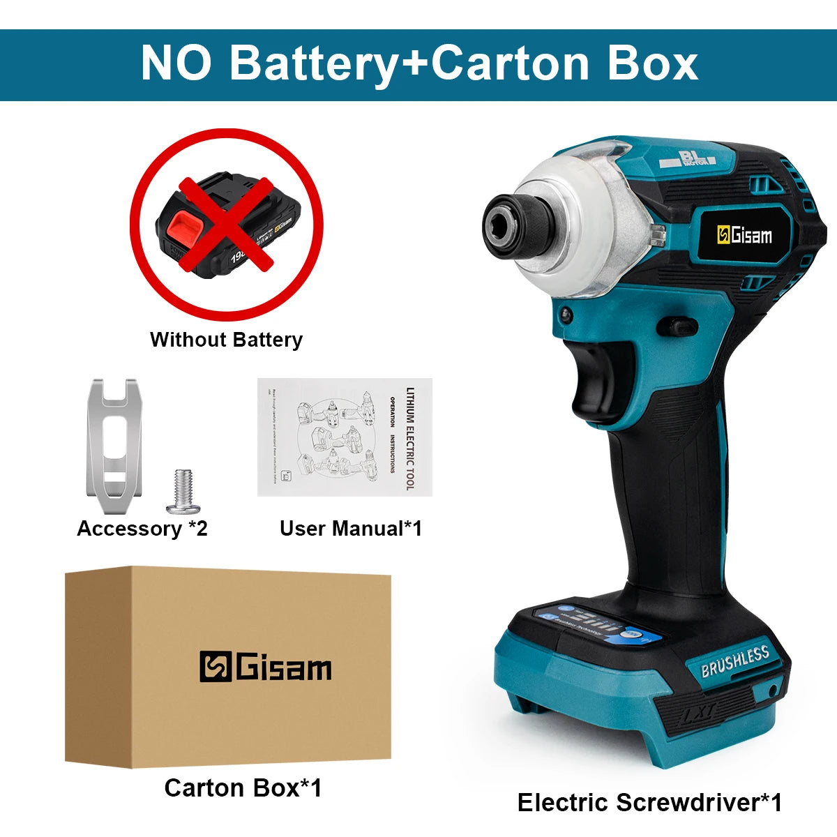 Visseuse à choc électrique à impact sans balais (brushless) 588NM sans fil à 4 vitesses 1/4 Entraînement carré Outil électrique DIY pour batterie Makita 18V