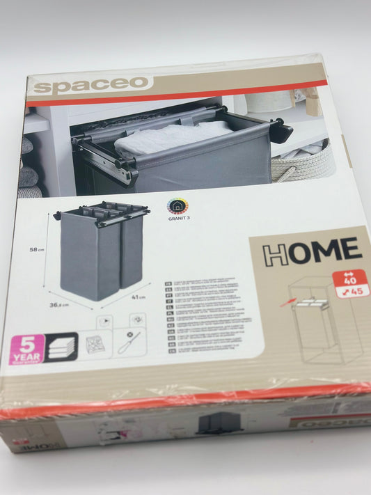 2 sacs de rangement coulissant SPACEO Noir H.58 x l.36.8 x P.41 cm