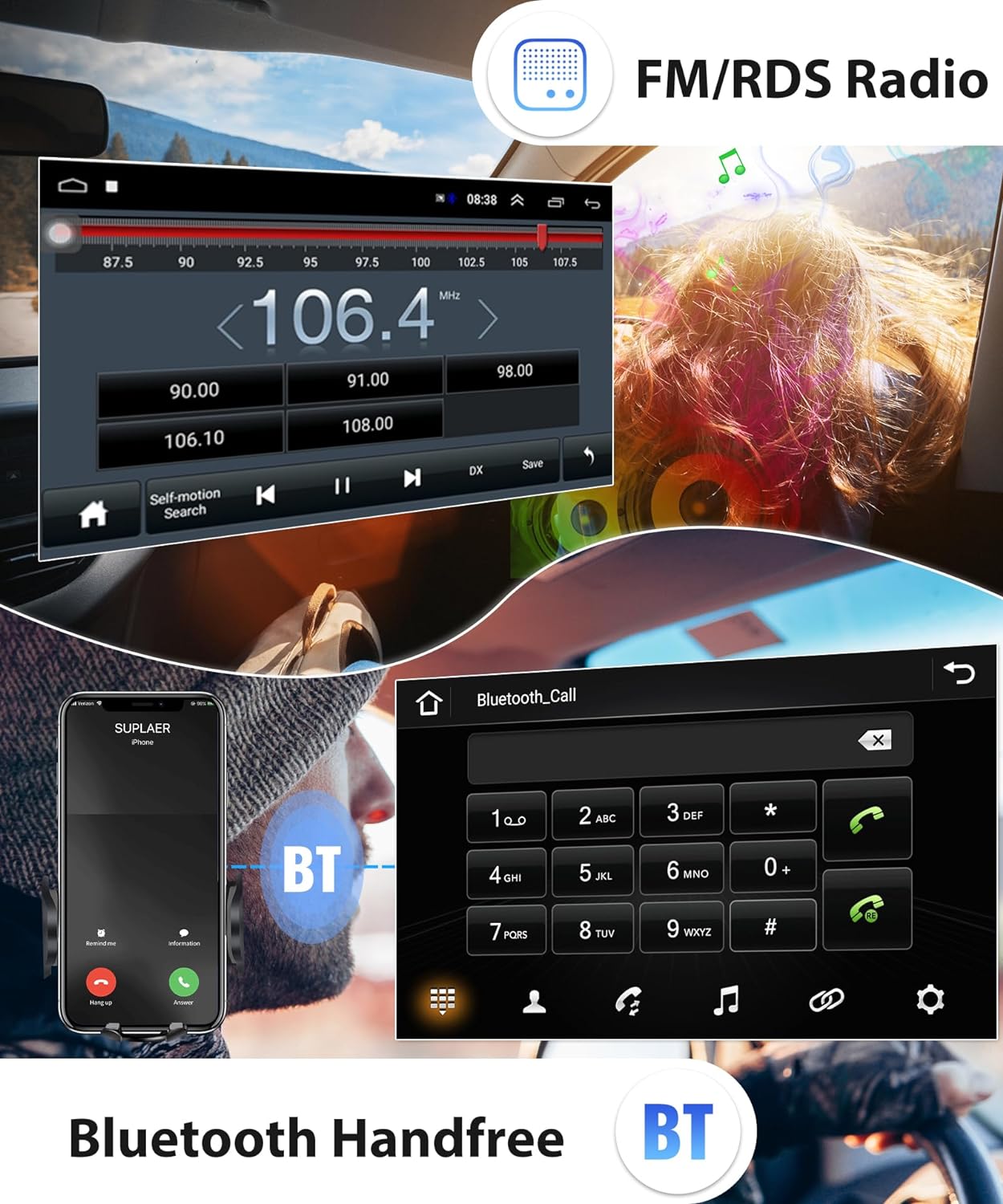 Podofo Android Autoradio pour Peugeot 5008/4008/3008 2017-2020,Auto GPS Navi 9" Écran Tactile WiFi Bluetooth FM RDS Lien Miroir USB Auto Radio Stéréo Lecteur