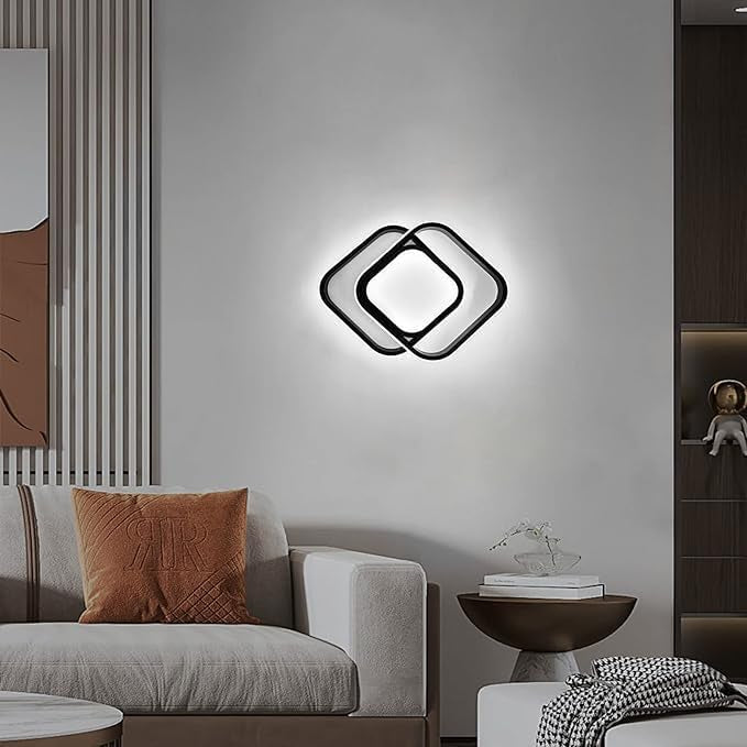 plafonnier moderne carré double anneau LED 36W noir 3 couleurs température dimmable ( variable) neuf