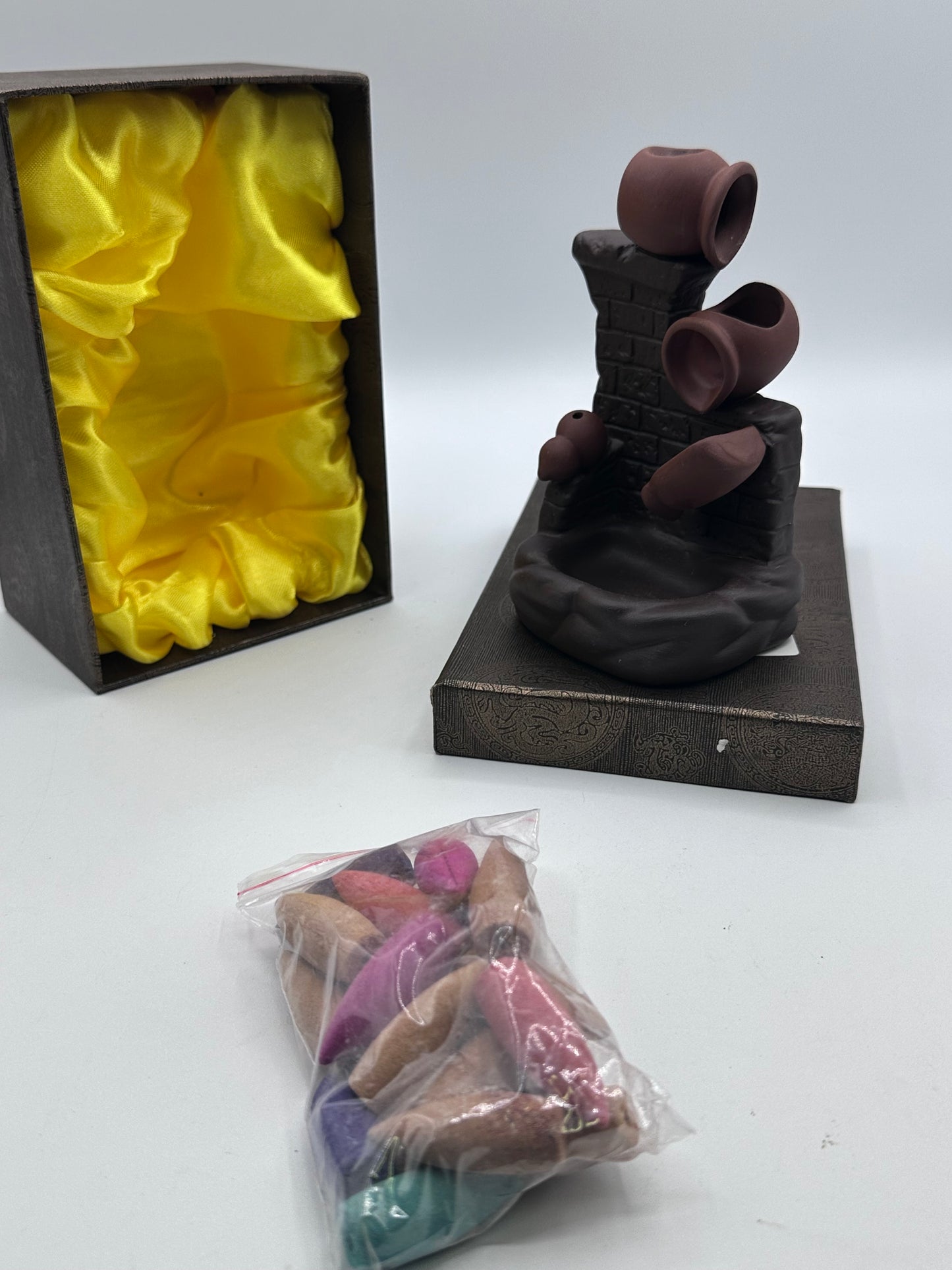Porte-encens Citrouille Marron, Porte-encens en céramique avec 20 cônes d'encens à refoulement, refoulement d'encens pour brûleur d'encens à refoulement