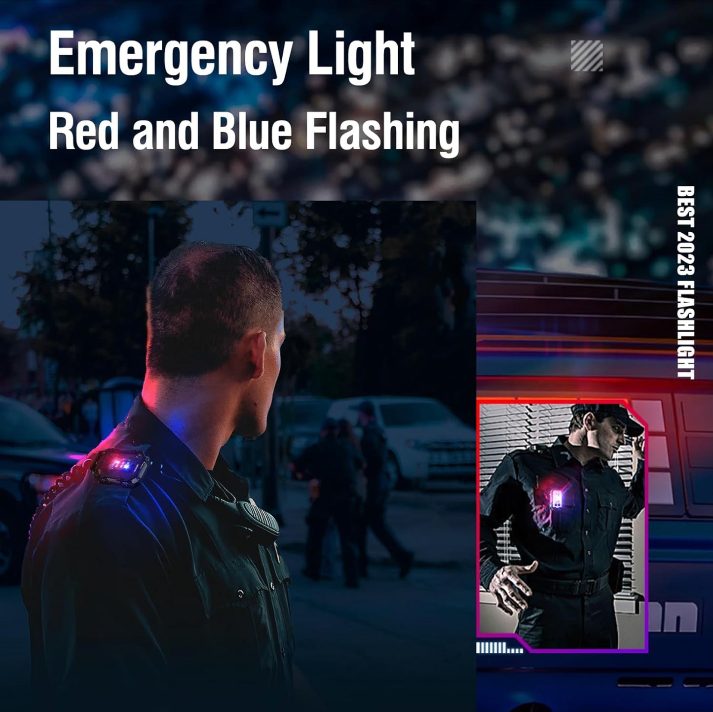 Mini Torche Cadeau Fete des Peres LED Puissante Rechargeable USB C avec Rouge Bleue Flash Light, Lampe de Poche 900 Lumens, Multifonctionnelle Lampe Porte-Clés(Noir)