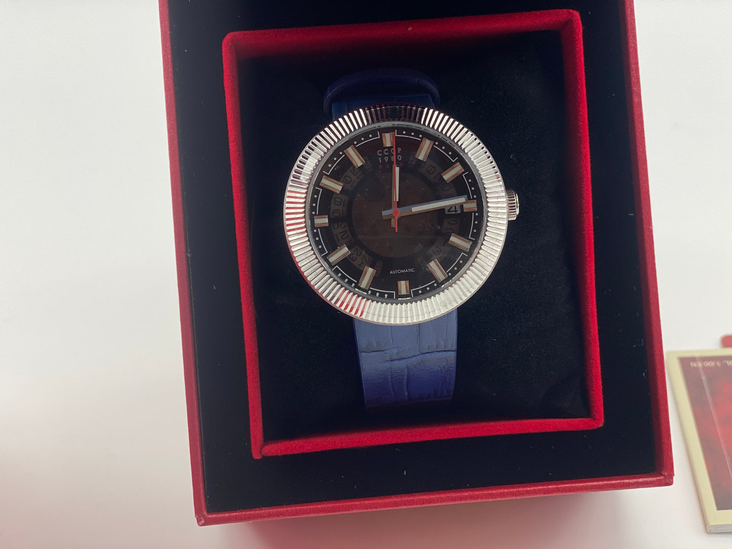 CCCP Monino CP-7025-01 Montre pour homme avec bracelet en cuir véritable Bleu