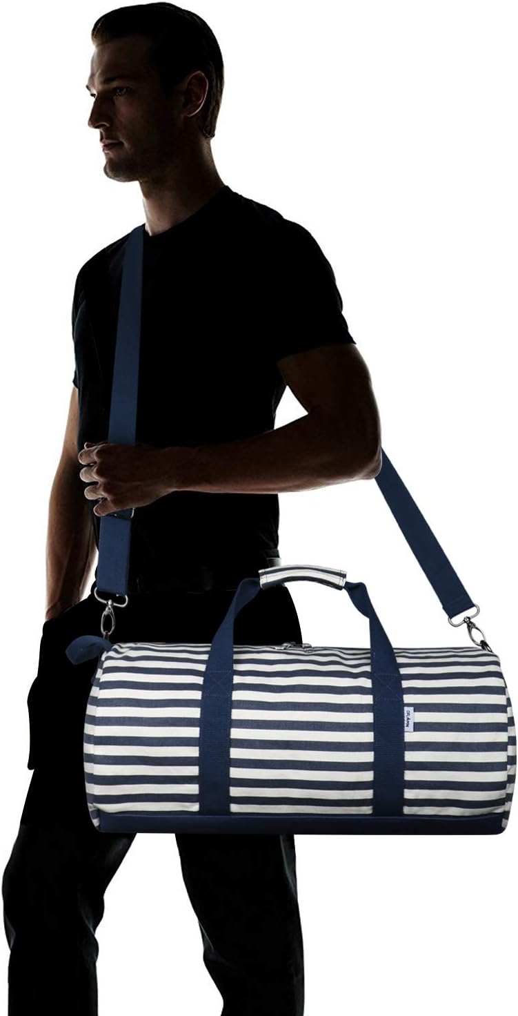 Sac en toile de Voyage pour Femmes et Hommes - Sac de Sport - Small Travel Duffel Bag & Sports Gym Bag (1.0 Ensemble rayé Bleu)