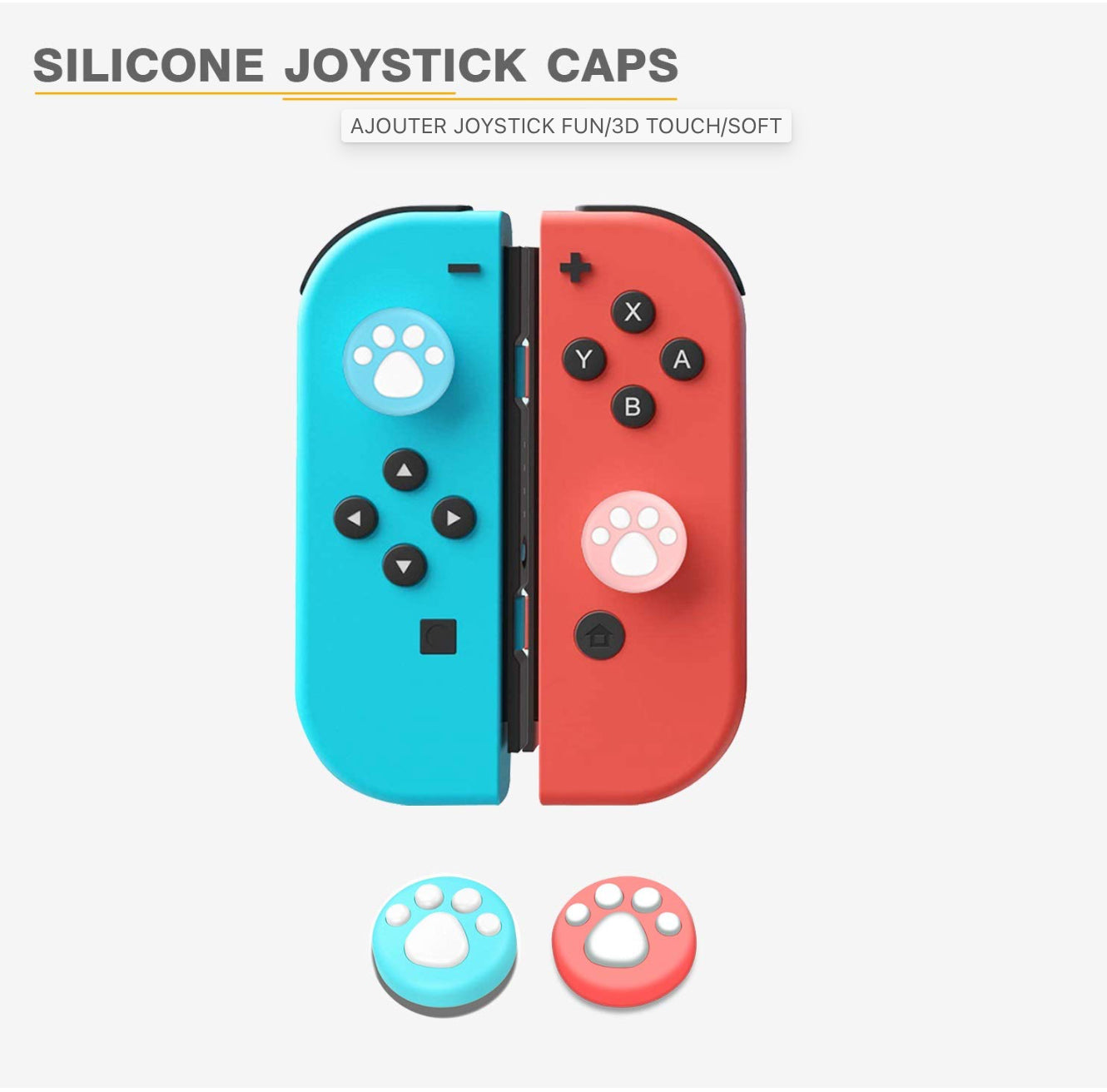 Support de poignée Compatible avec Nintendo Switch/OLED Joy Con Controller XL Large Hand Grip Holder Accessories avec Joystick Protection Caps, Rouge-Bleu
