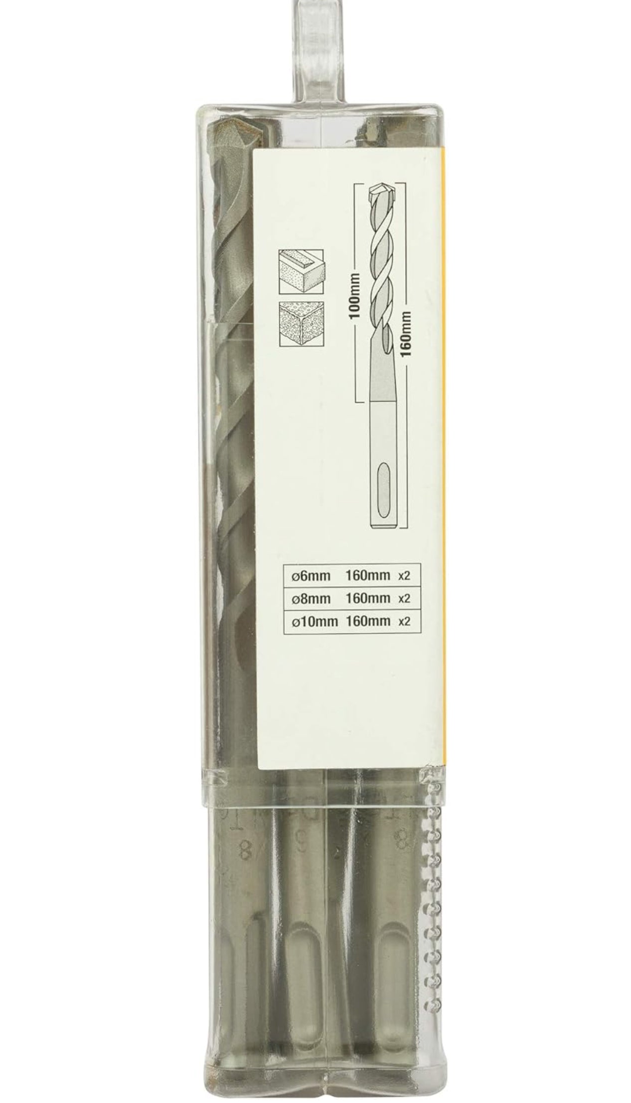 DEWALT - Jeu de 6 Forets SDS-PLUS - DT60302-QZ - Forets Ø6mm x2, Ø8mm x2; Ø10mm x2 - Perçage Béton - Forets SDS-PLUS pour Perforateurs