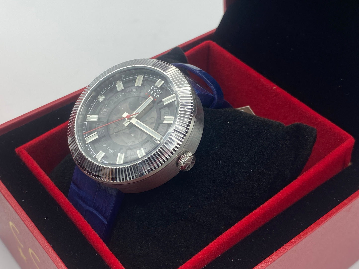 CCCP Monino CP-7025-01 Montre pour homme avec bracelet en cuir véritable Bleu
