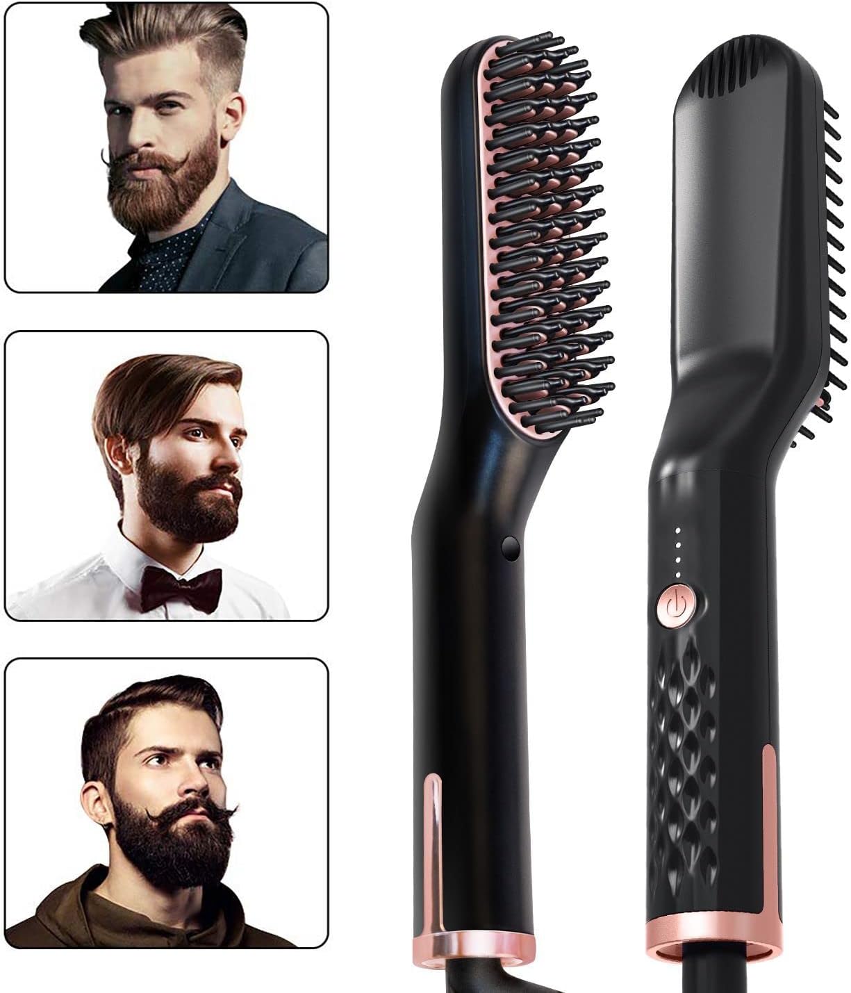Lisseur à Barbe pour Hommes, Brosse Lissante pour Cheveux, Brosse Lisseur à Barbe Electrique Lisseur Professionnel 3 en 1 pour Hommes et Femmes à la Maison et en Voyage