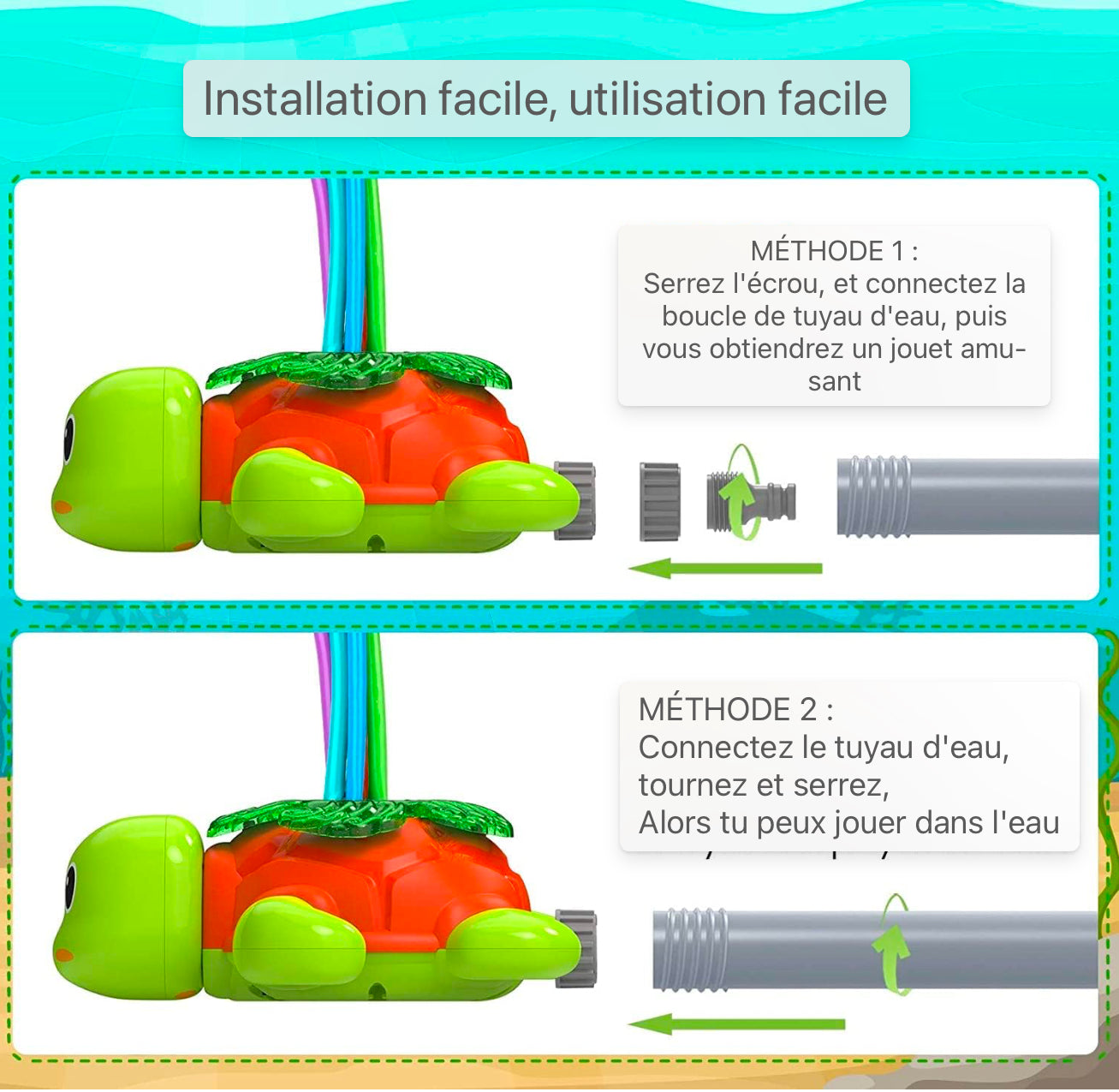 Jouets d'eau pour enfants Sprinkler Enfants, jouets d'été arroseurs d'eau dans le design de tortue pour les activités de plein air de jardin, jouets d'eau de pulvérisation pour les tout-petits filles garçons
