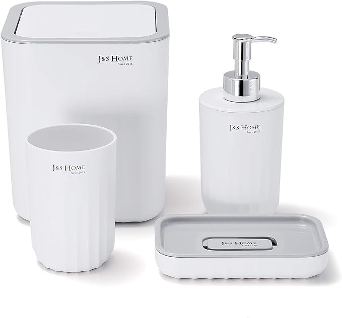 Kit Salle de Bain Moderne, Coupe de Brosse à Dents, Porte-Savon, Poubelle, Distributeur de savon