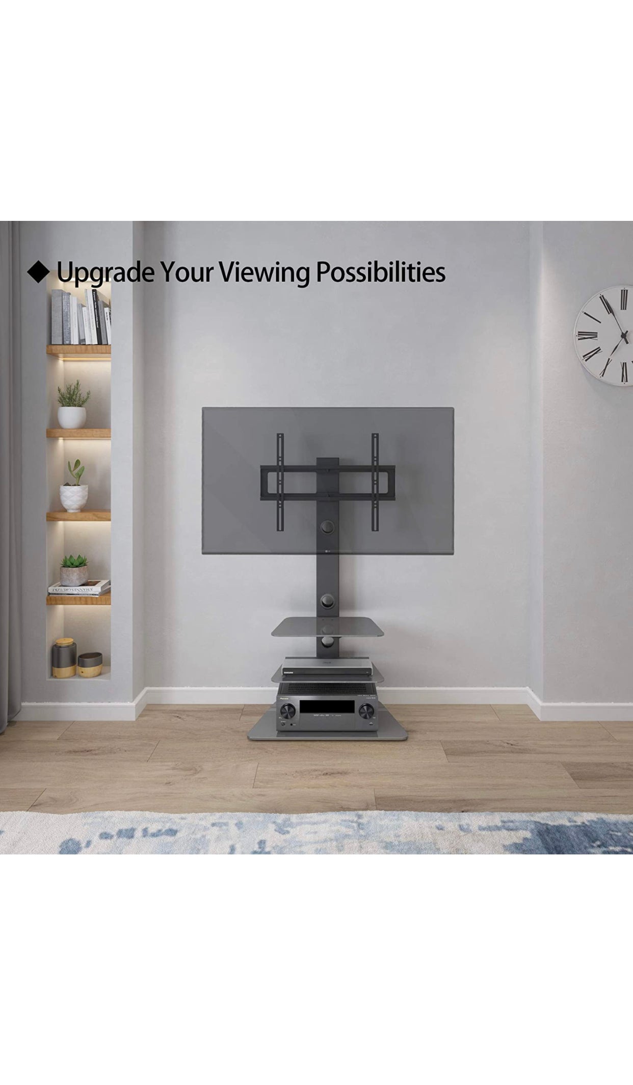 Meuble TV Support TV Pied avec 3 Etagères Verre Trempé Télévision de 30 à 65 Pouce neuf