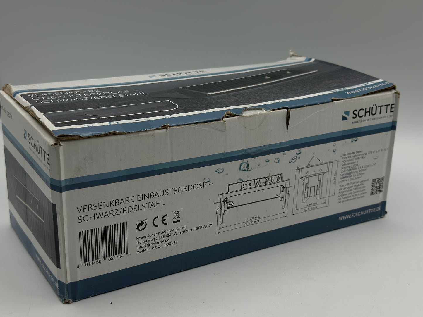SCHÜTTE Multiprise Pliable pour Plan de Travail (2 Ports USB et 2 Prises de 230 V), Prise encastrable pour la Cuisine à équiper, Prise de Table en Acier Inoxydable
