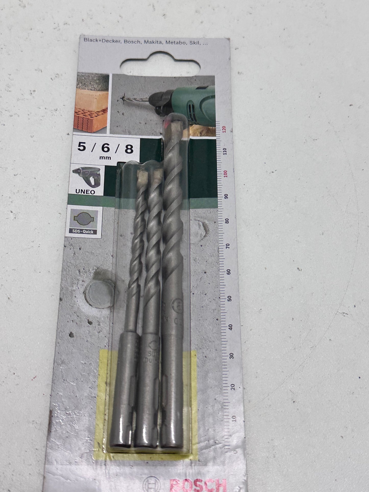 Bosch Accessories 2609256908 Set de 3 forets à béton SDS-Quick pour Perforateur UNEO Diamètre 5-6-8 mm Noir
