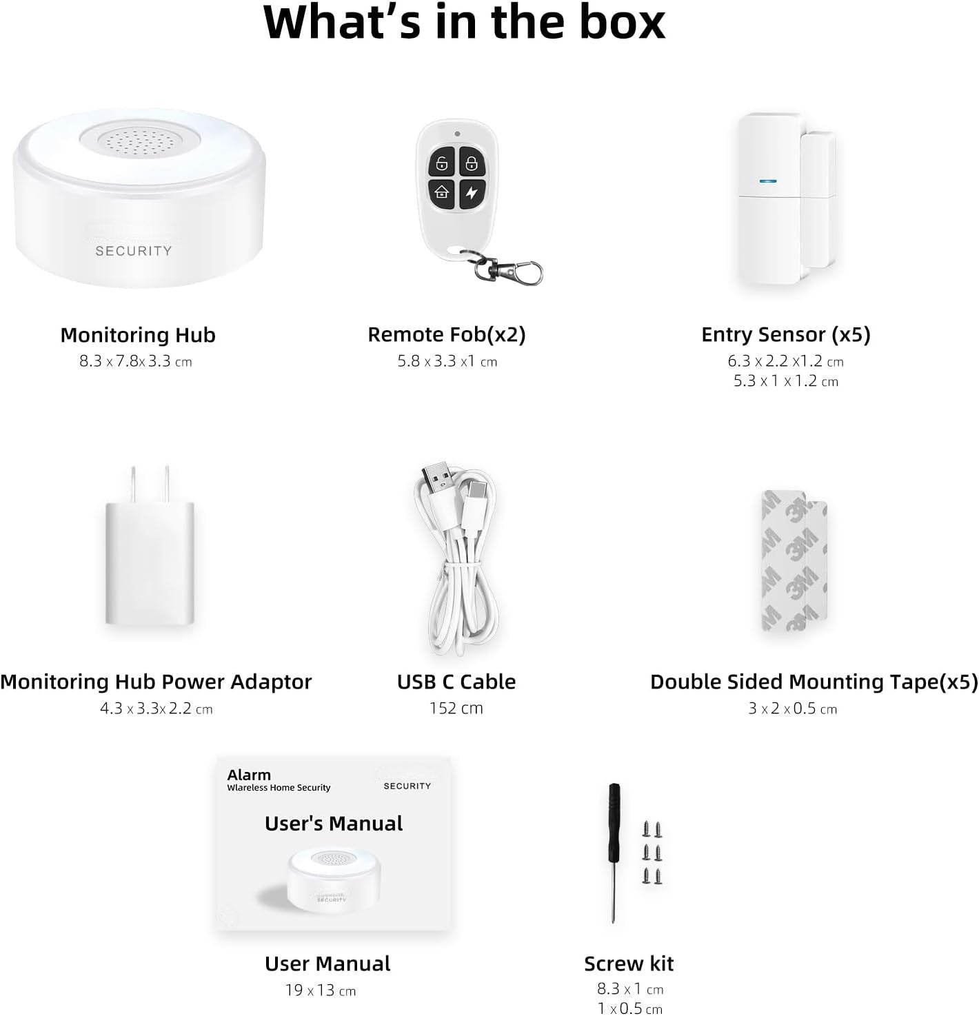 Alarme Maison sans Fil Intelligent WiFi - Alarme de Porte, 1 Alarme avec Sirène, 5 Capteurs de Fenêtre et de Porte, 2 Télécommande, Compatible avec Alexa, Google Assistant