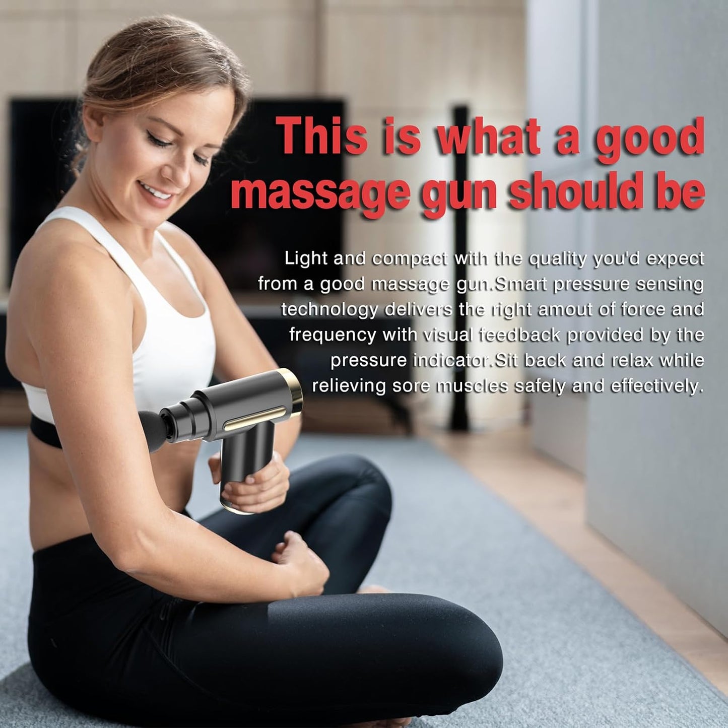 Pistolet de Massage Musculaire, Anti-Douleur Sportif Massage gun, Masseur à percussion musculaire avec 4 têtes de massage, Cadeau de Relaxation pour la Fête des Mères et la Fête des Pères