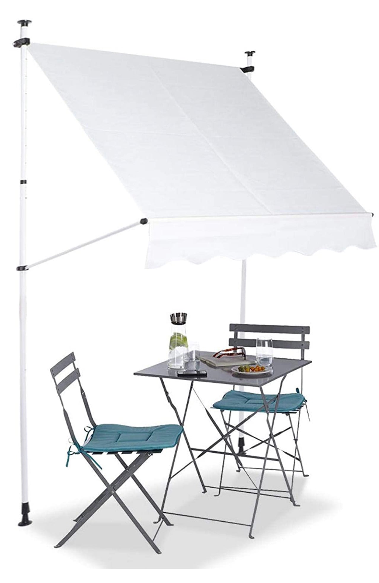 Voile d'ombrage 3,5 x 1,2 m avec pieds, réglable en hauteur, store rétractable pour extérieur, neuf