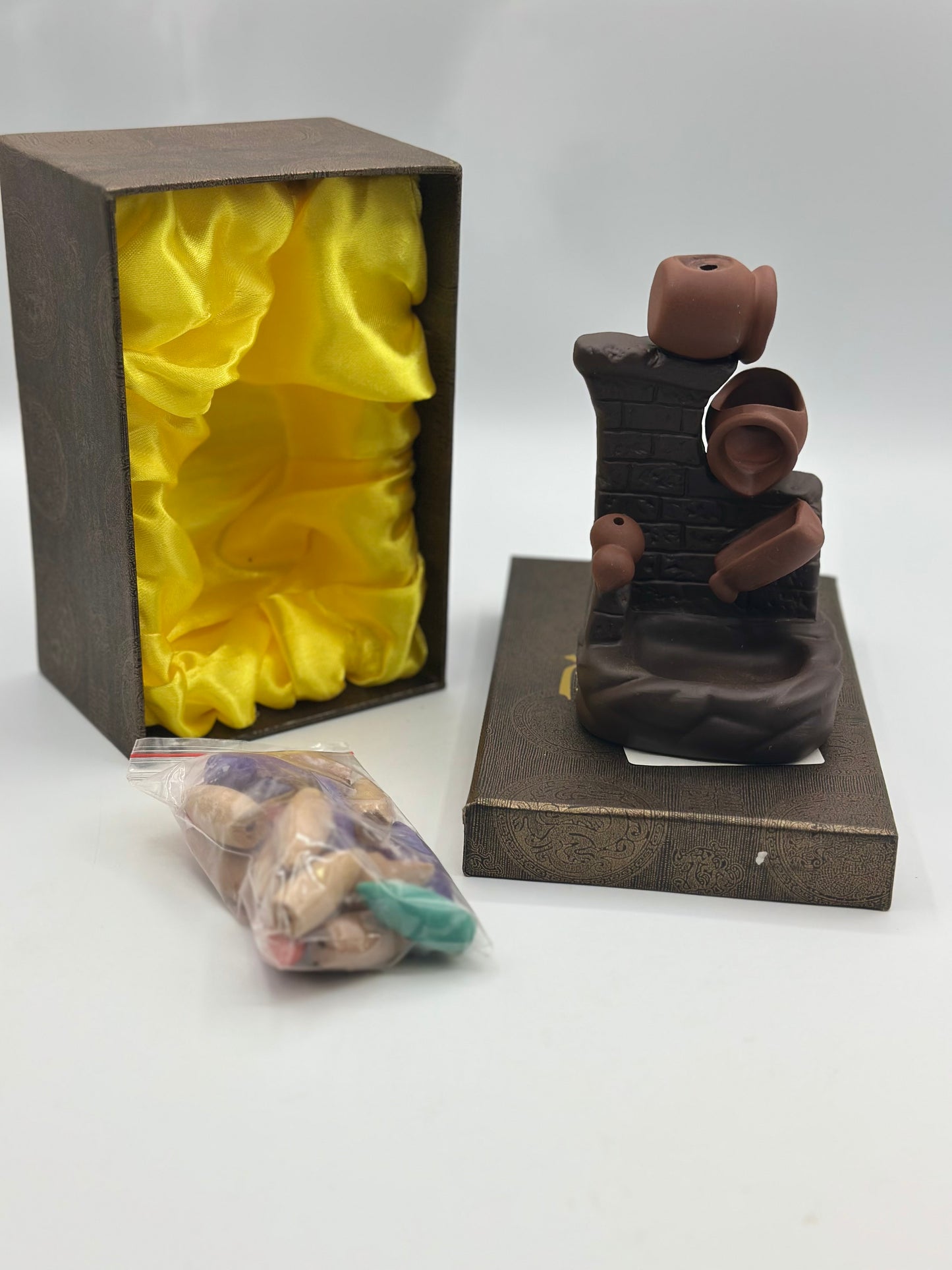 Porte-encens Citrouille Marron, Porte-encens en céramique avec 20 cônes d'encens à refoulement, refoulement d'encens pour brûleur d'encens à refoulement