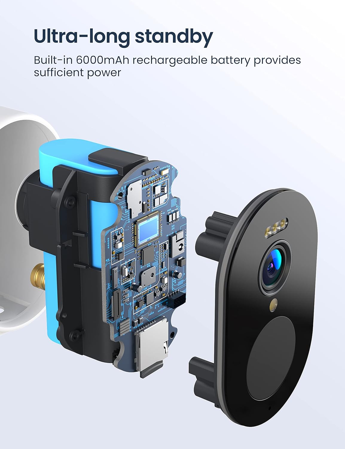 GNCC Caméra de Surveillance Extérieure avec Batterie W1, 1080P 1080P Caméra IP sans Fil avec Détecteur de Mouvement PIR, Ètanchéité IP65, Audio Bidirectionnel, Stockage Clou/SD
