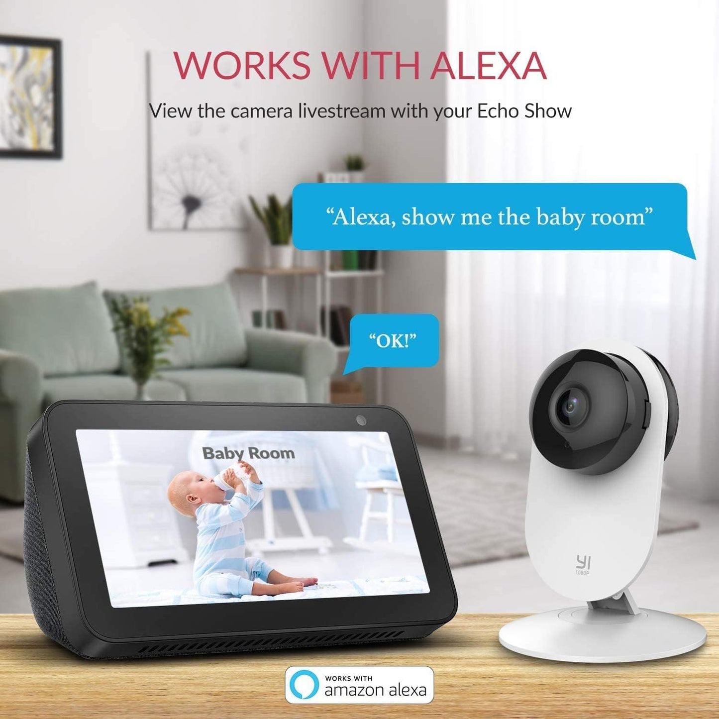 YI Camera Surveillance Wifi Intérieur 1080P Caméra IP Avec Enregistrement Camera Maison pour Bébé/Animal de Compagnie Suivi de Mouvement, Détection Sonore, Audio Bidirectionnel