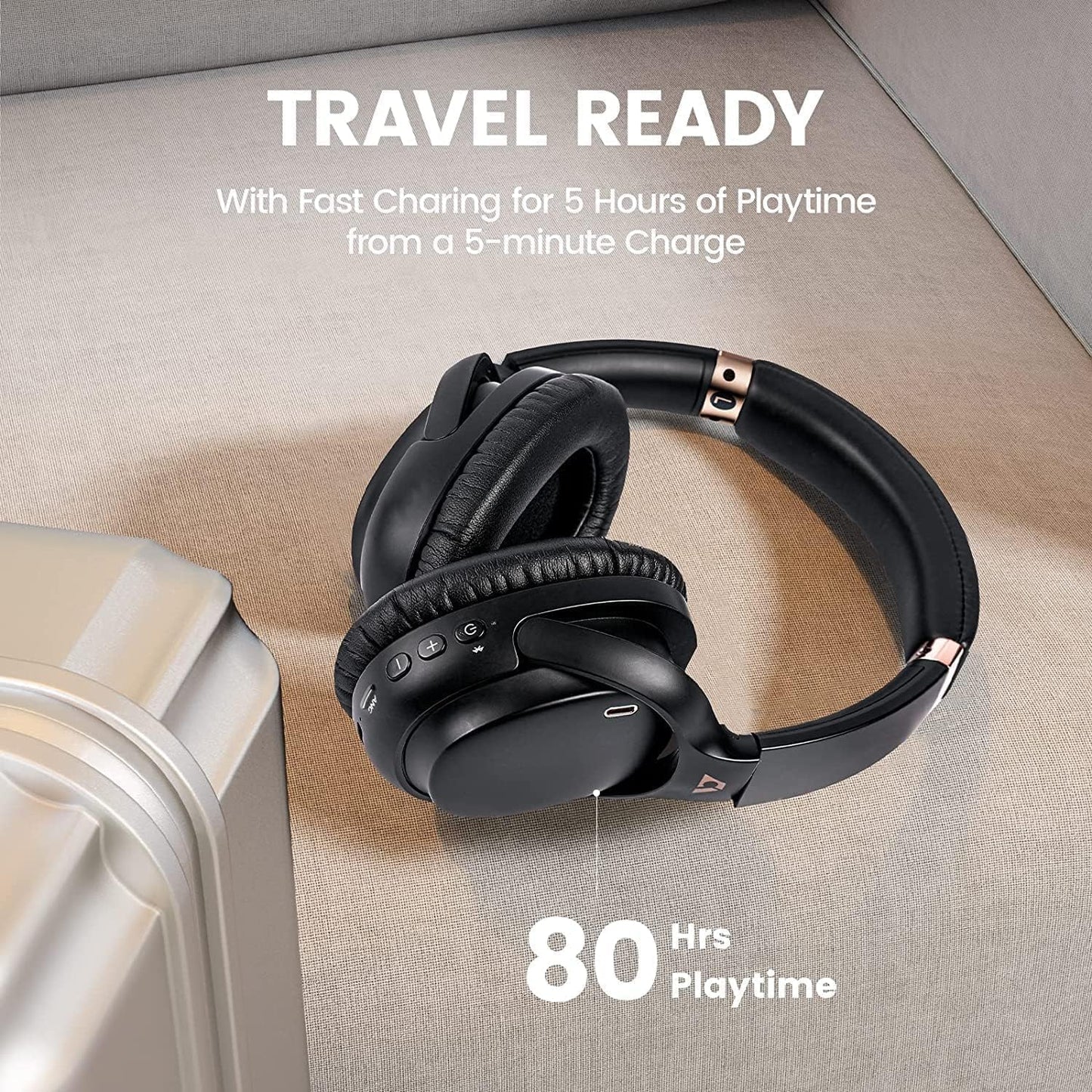 Ankbit E600Pro Casque Bluetooth avec aptX Low Latency & HD, réduction du bruit hybride, casque sans fil avec microphone, audio haute définition, 80 heures de lecture pour téléphone portable, PC, TV