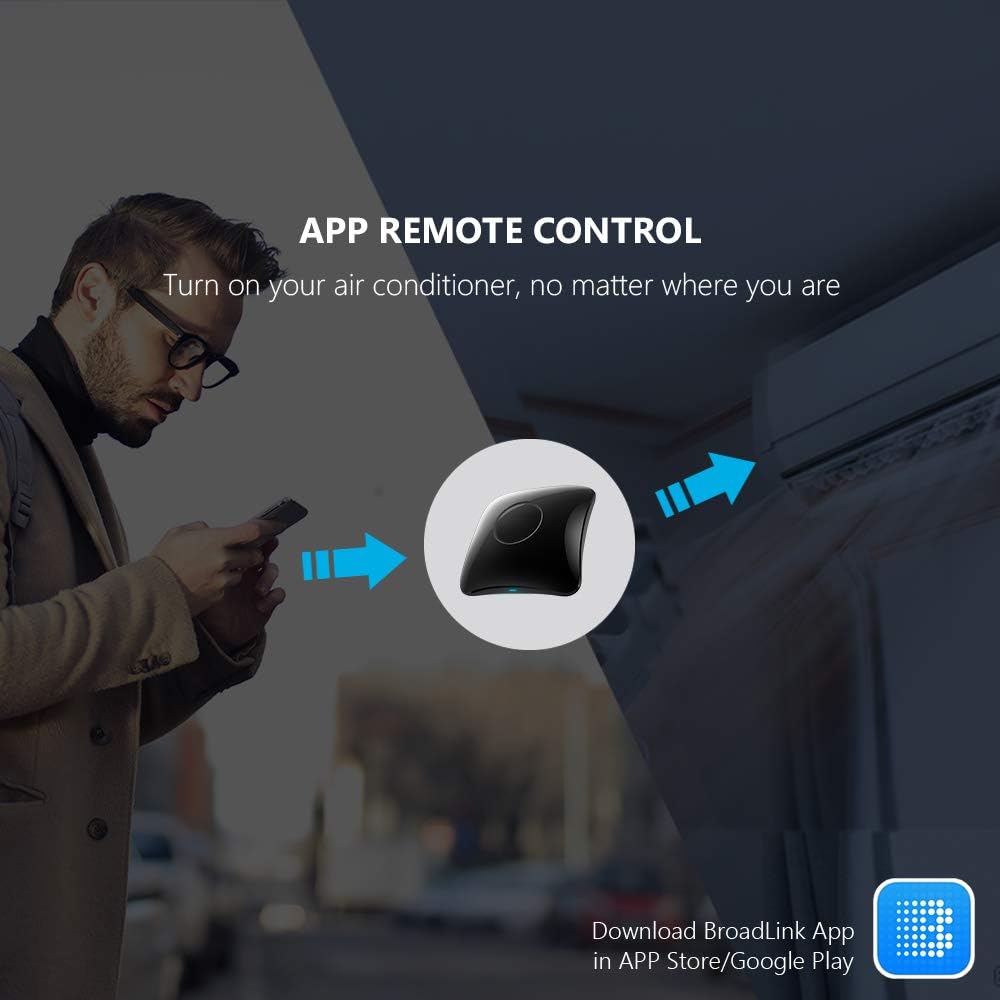 BroadLink RM4 Pro Télécommande Universelle IR et RF, Codes d'apprentissage de la télécommande WiFi pour la Maison Intelligente et Les appareils ménagers TV, STB, AC, Moteur de Rideau Compatible Alexa