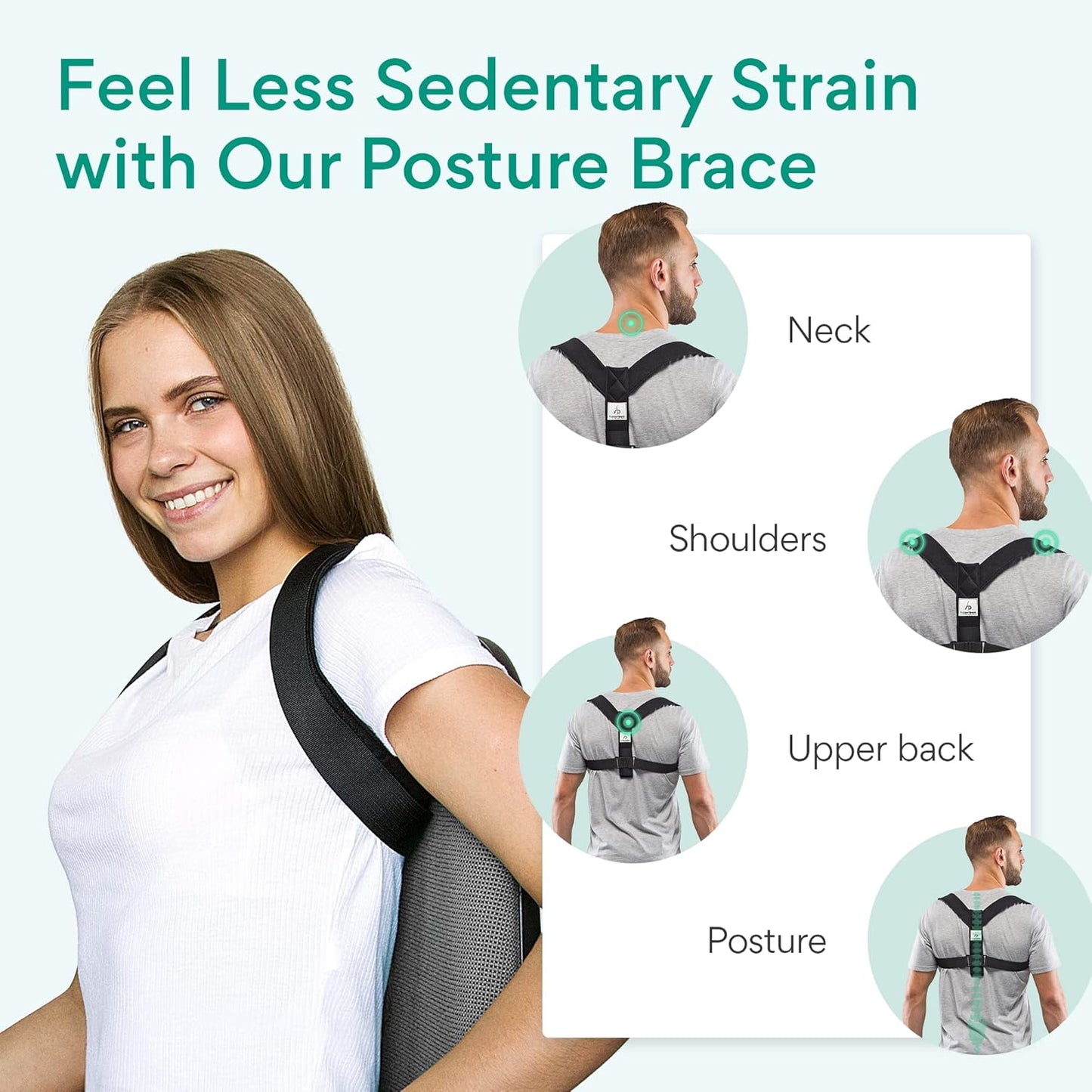 Supportiback appareil orthopédique thérapeutique pour le haut du dos, corrige la posture, sangles rembourrées épaisses, réglable, se porte comme un sac à dos