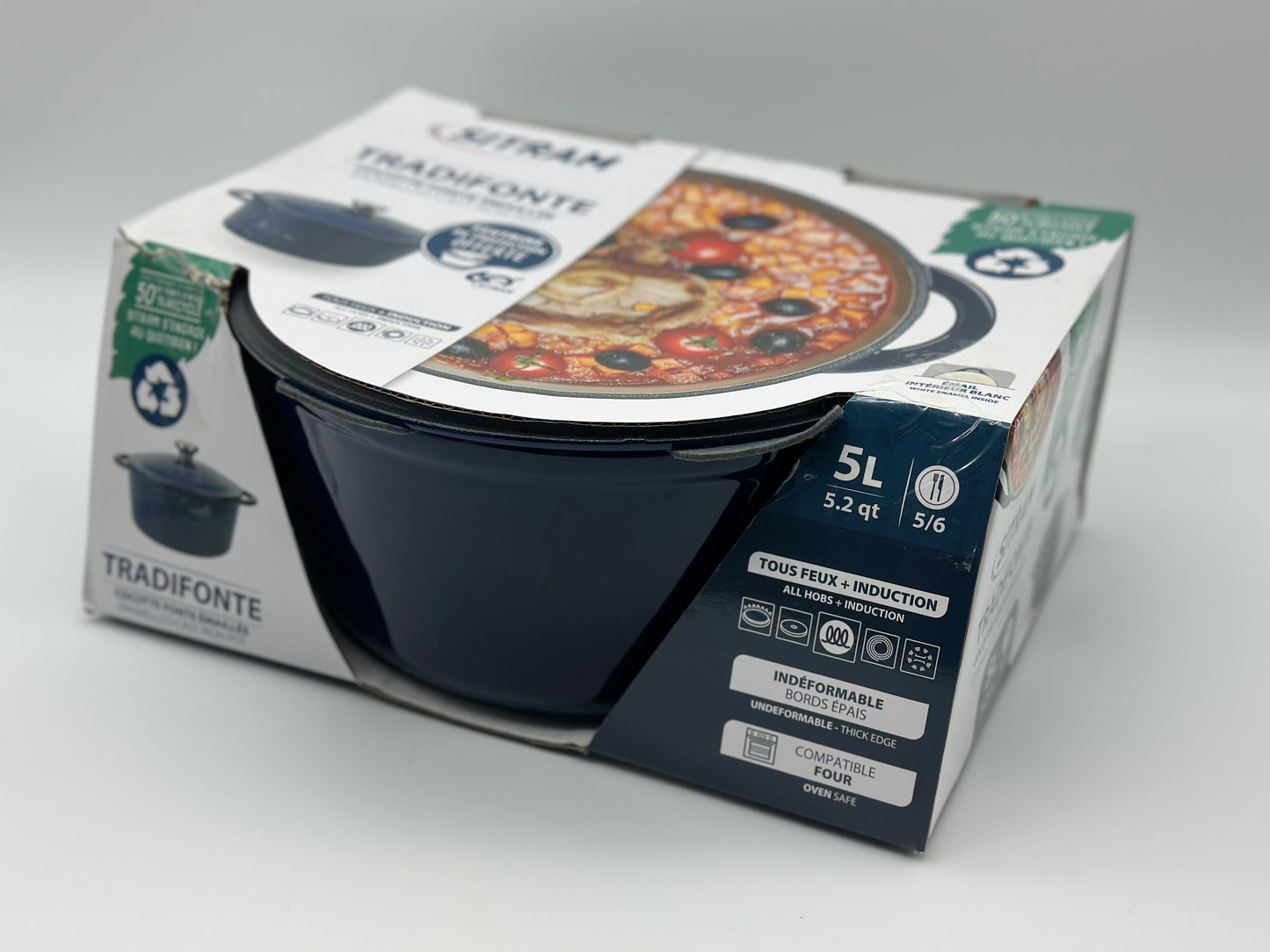 SITRAM SITRASLOW Cocotte ovale fonte d'acier émaillée - 25x12 cm - 5L Induction